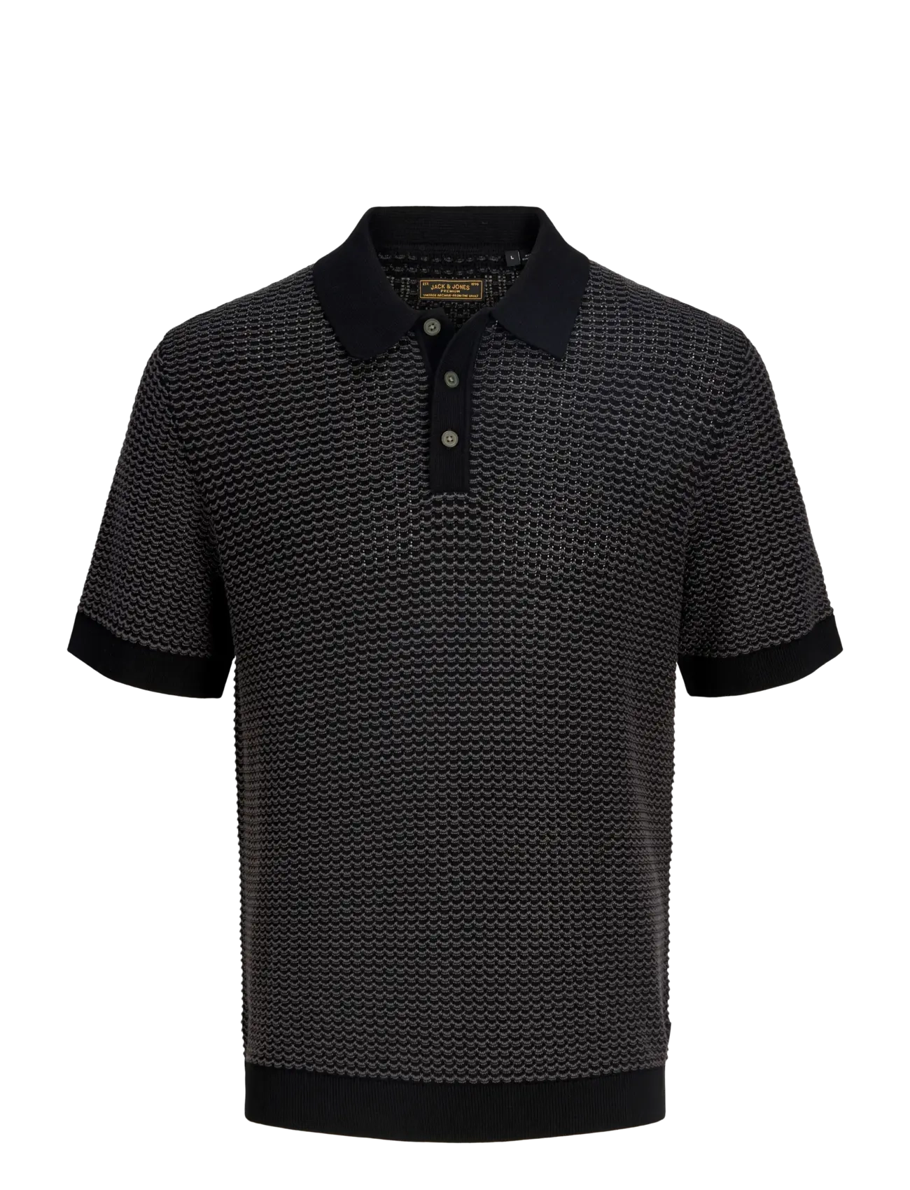 Jack & Jones JPRBLUKINGSLEY KNIT POLO SS LN - Basic-Strickmode - BLACK / black
