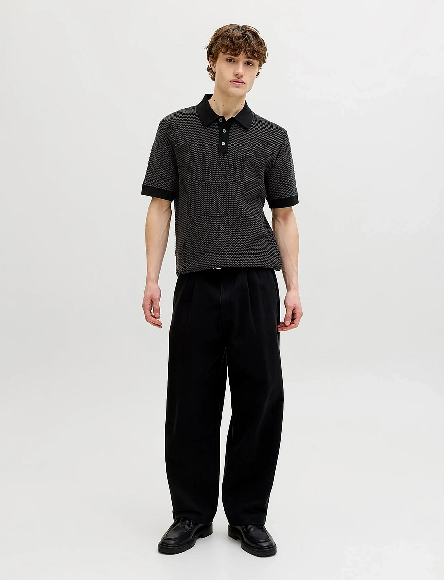 Jack & Jones - JPRBLUKINGSLEY KNIT POLO SS LN - knitted polos - black - 3