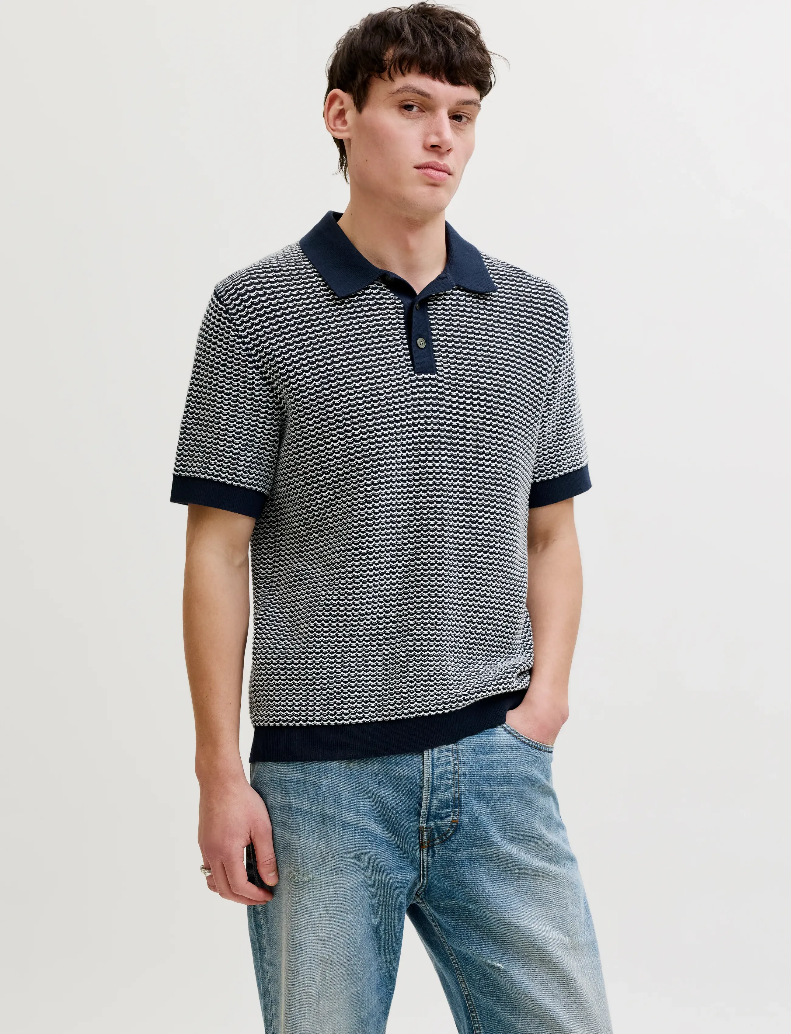 Jack & Jones JPRBLUKINGSLEY KNIT POLO SS LN - Lühikeste varrukatega kootud polosärgid - SKY CAPTAIN / navy