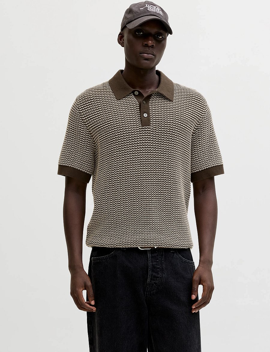 Jack & Jones - JPRBLUKINGSLEY KNIT POLO SS LN - knitted polos - turkish coffee - 0