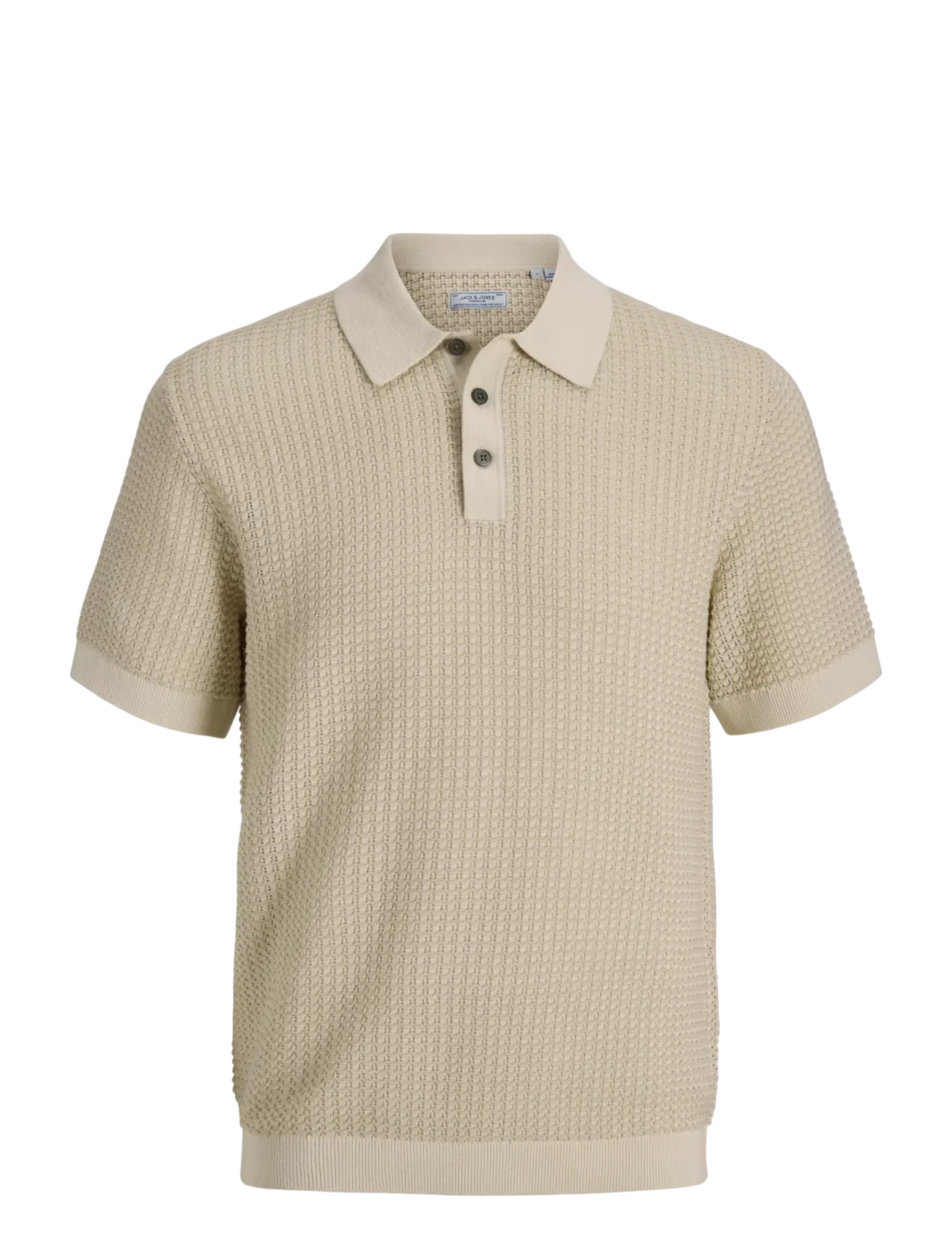 Jack & Jones JPRBLUKINGSLEY KNIT POLO SS LN - Stickat - WHITECAP GRAY / beige