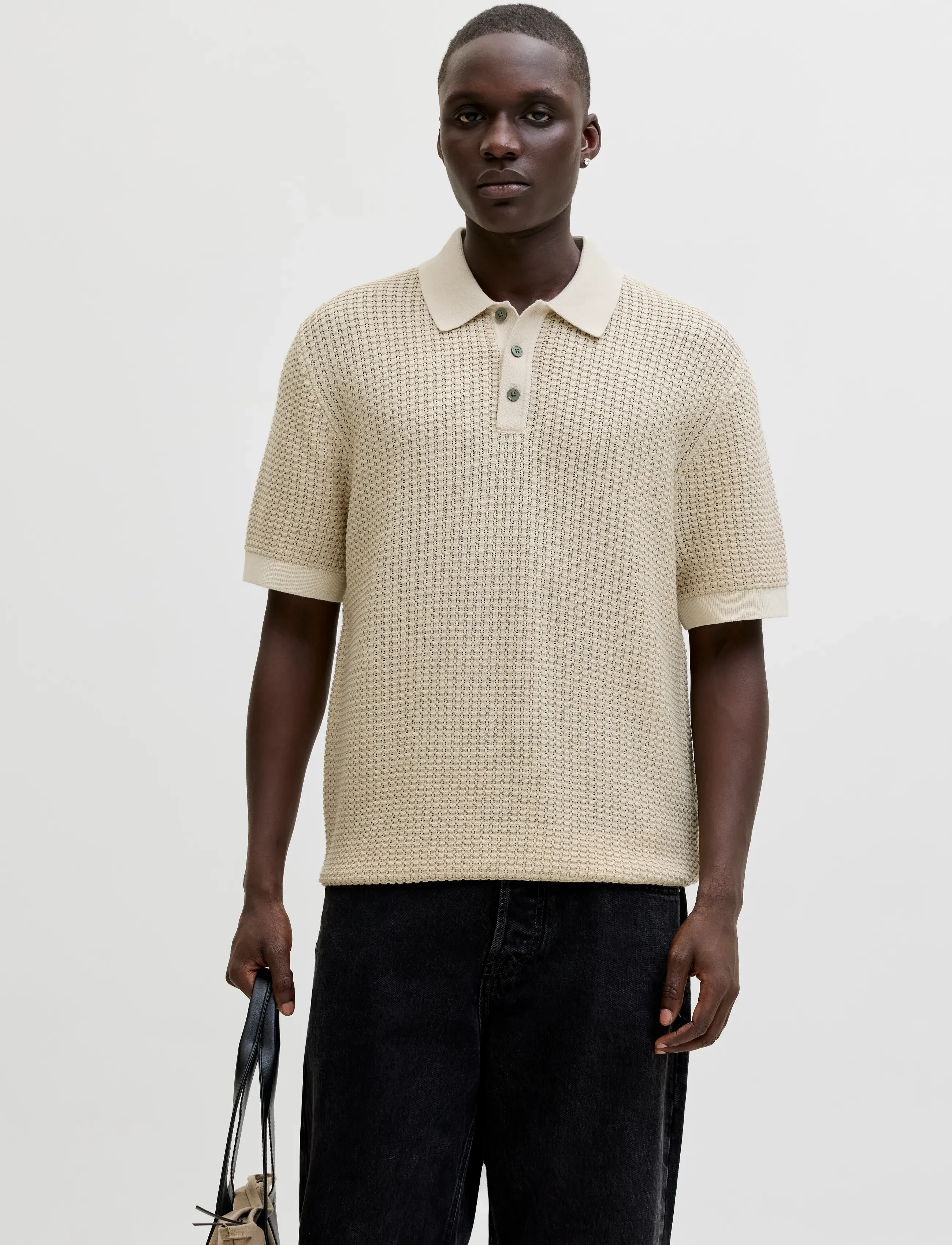 Jack & Jones JPRBLUKINGSLEY KNIT POLO SS LN - Riided - WHITECAP GRAY / beige