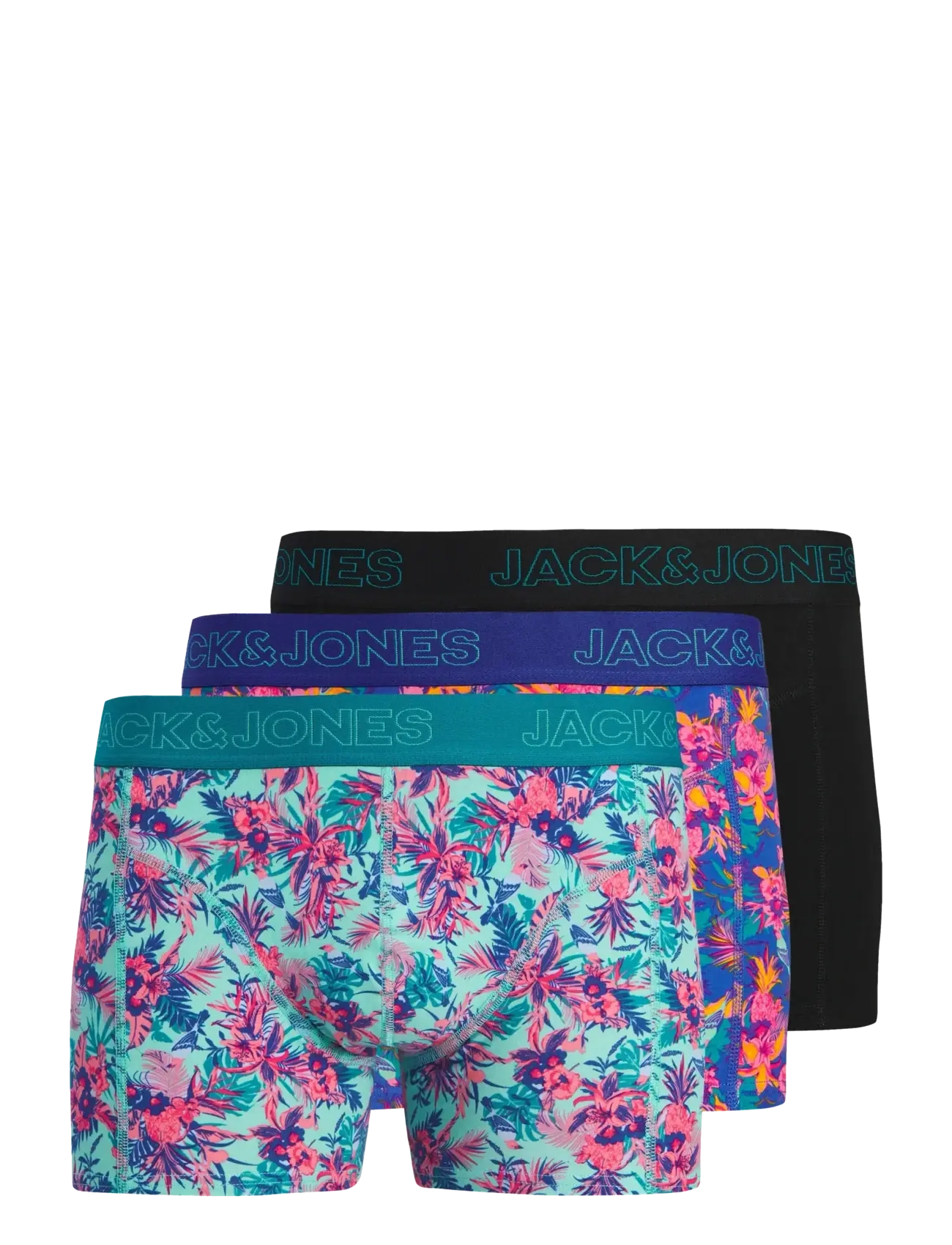 Jack & Jones JACEXOTIC LEAVES TRUNKS 3 PACK SN - Underkläder - POOL BLUE / multi