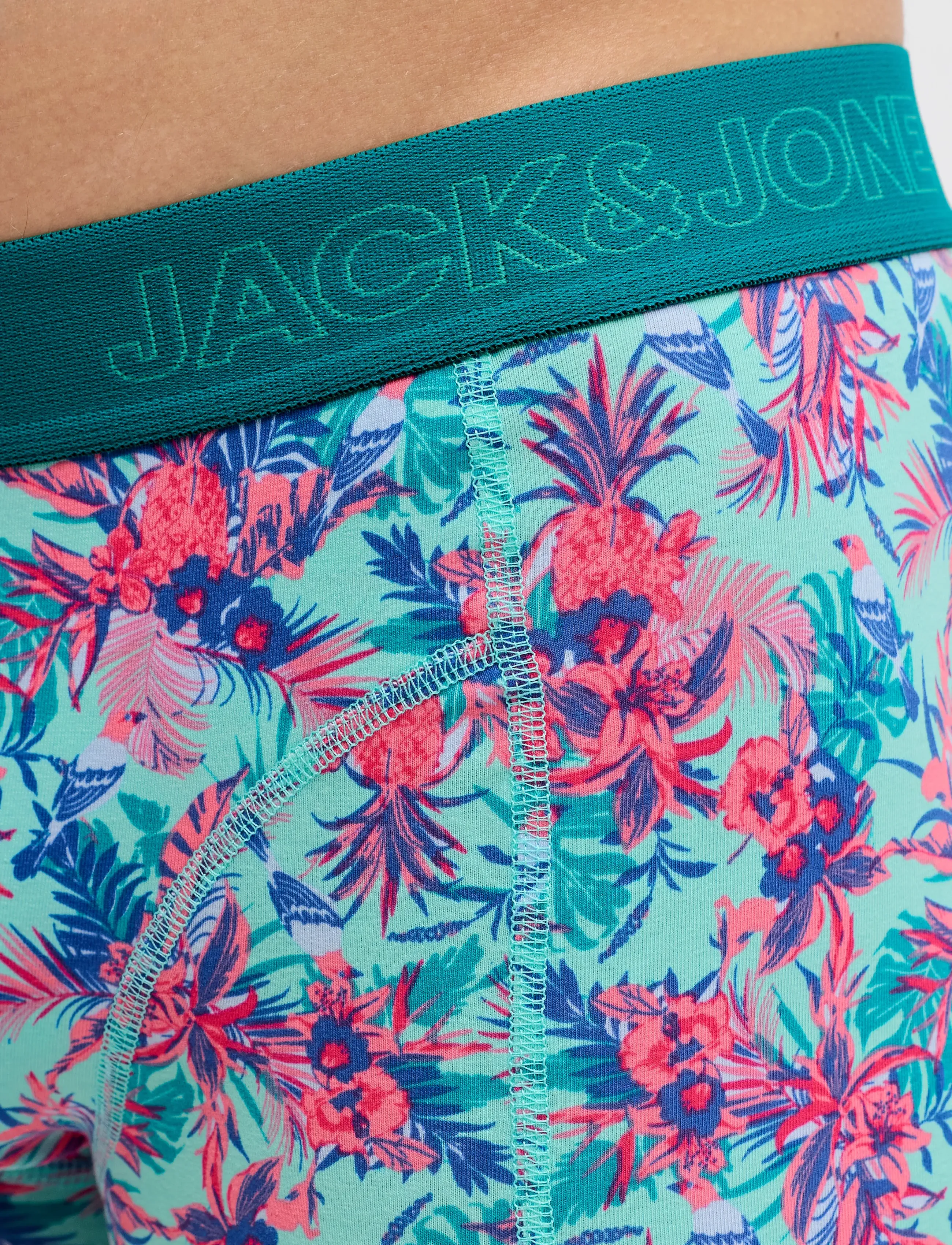 Jack & Jones - JACEXOTIC LEAVES TRUNKS 3 PACK SN - multipack underpants - pool blue - 3