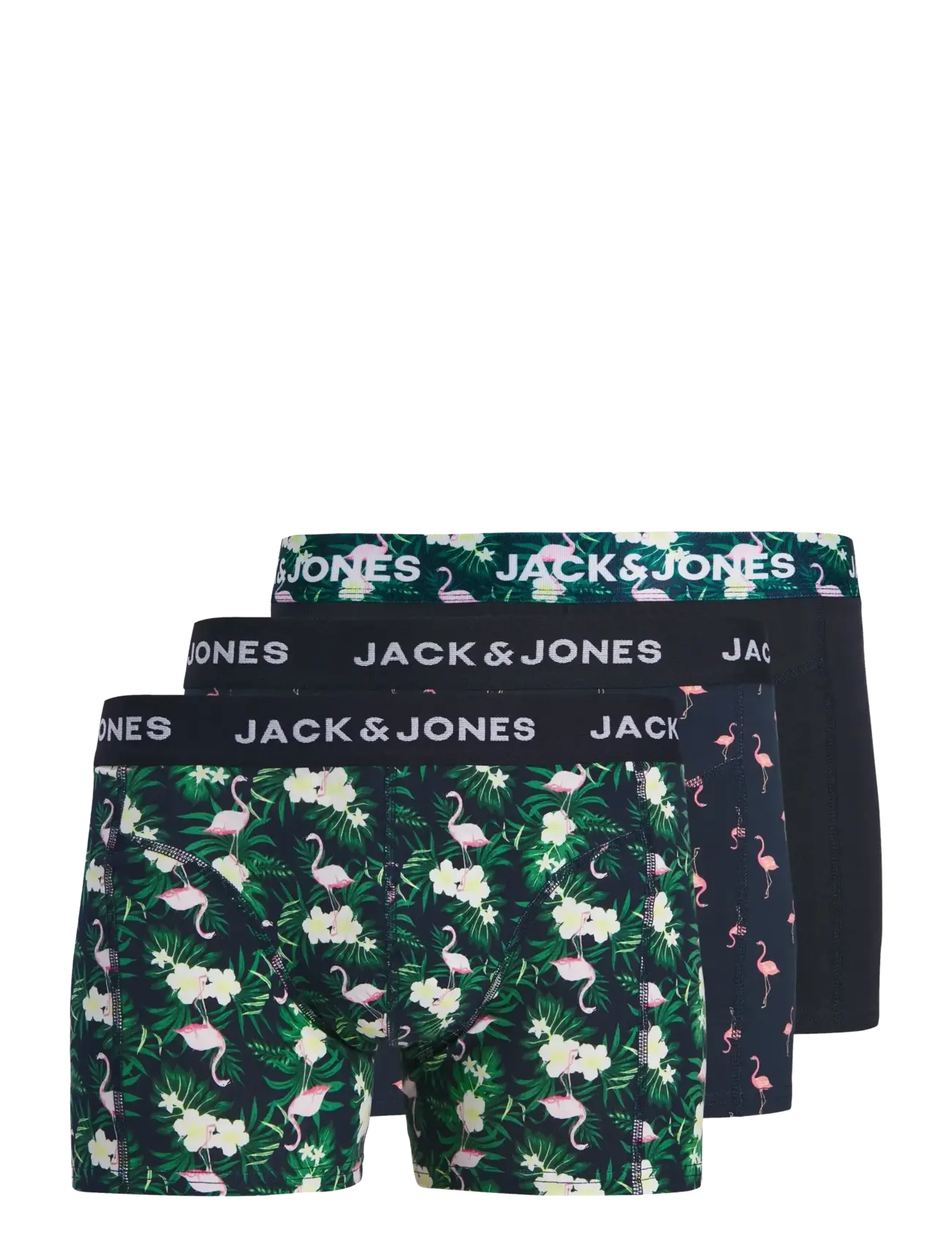 Jack & Jones JACFLAMINGO FLOWER TRUNKS 3 PACK SN - Skatīt visu - BLACK / black