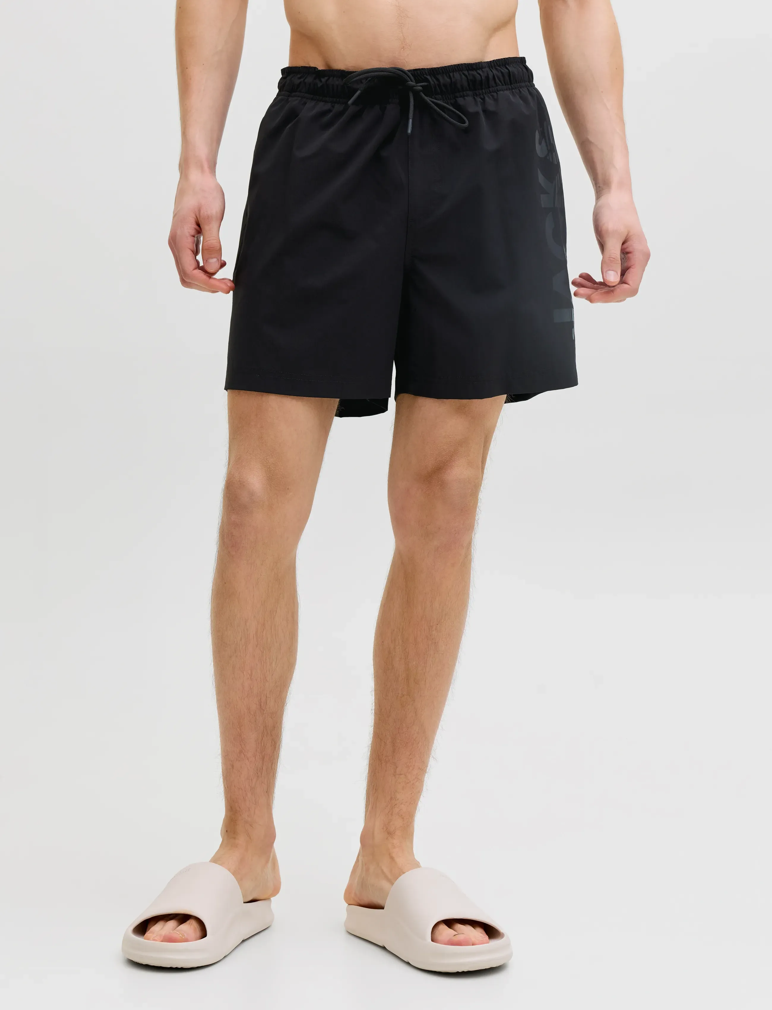 Jack & Jones Jpstmaui Wave Logo Swim Shorts Reg Sn, M, Bademode, Schwarz - Shorts, Männerswear