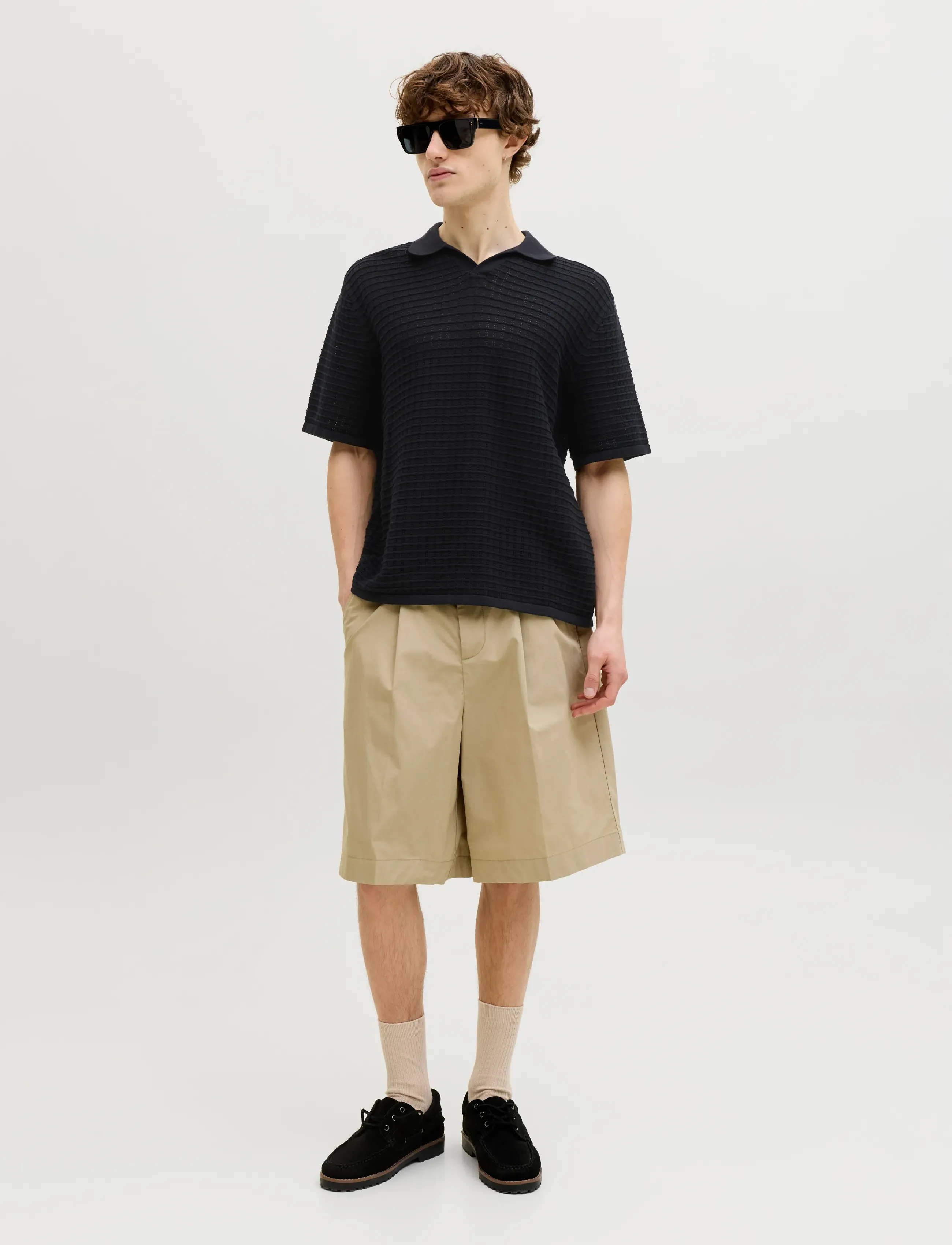 Jack & Jones - JORNANTUCKET KNIT SPLIT NECK POLO SA26 - stickade pikéer - black - 3