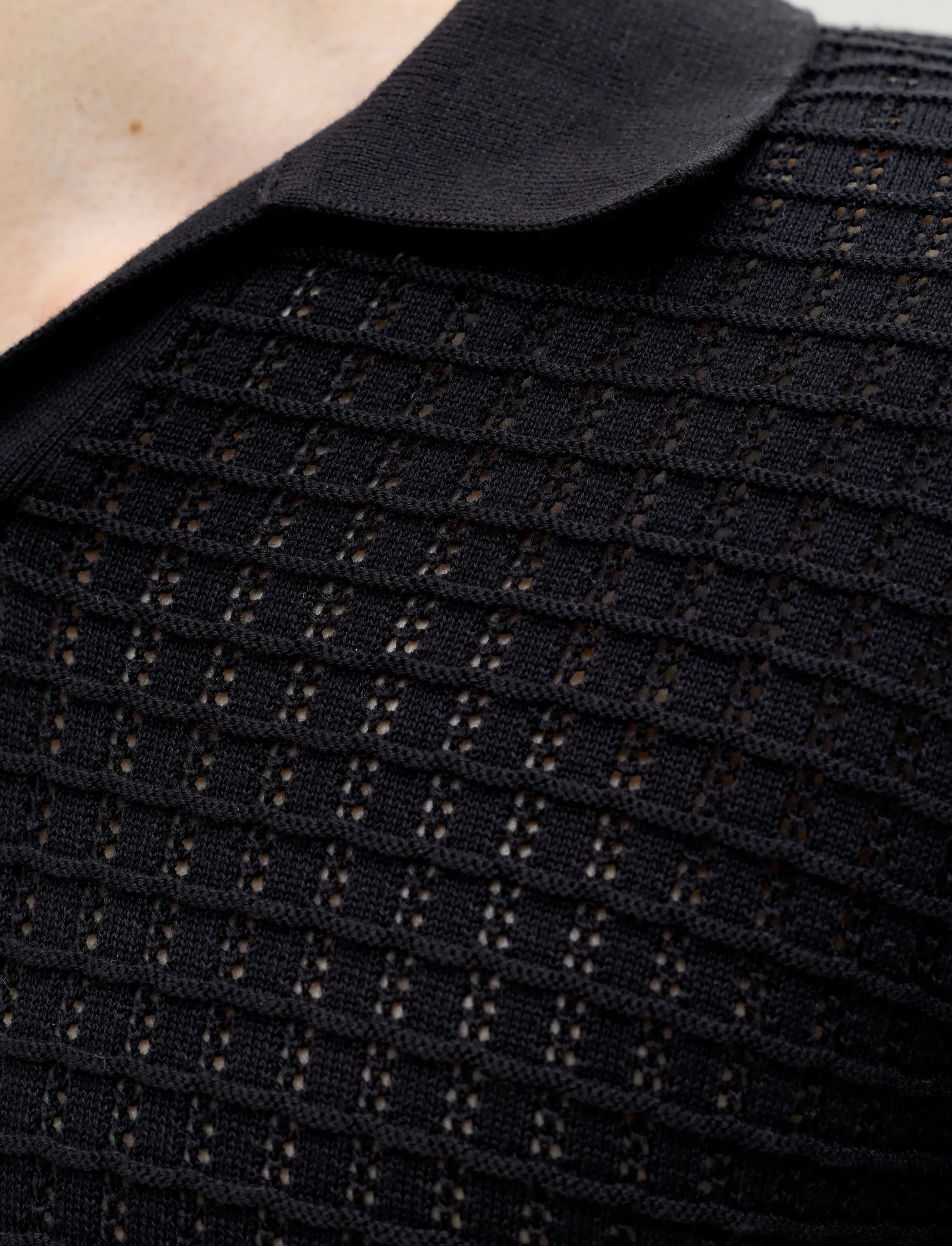 Jack & Jones - JORNANTUCKET KNIT SPLIT NECK POLO SA26 - stickade pikéer - black - 4