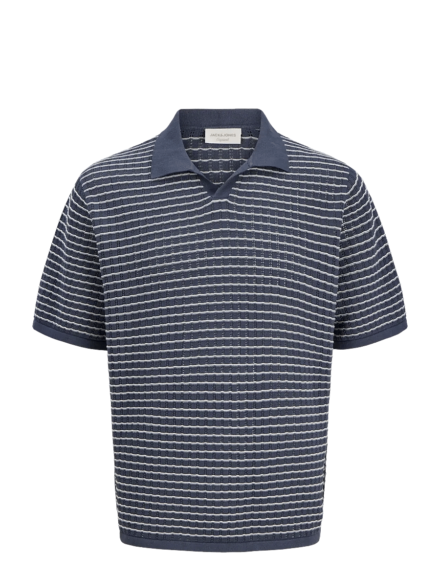 Jack & Jones - JORNANTUCKET KNIT SPLIT NECK POLO SA26 - kootud polosärgid - odyssey gray - 1