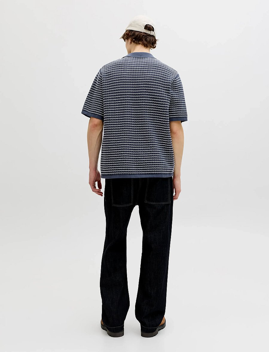 Jack & Jones - JORNANTUCKET KNIT SPLIT NECK POLO SA26 - kootud polosärgid - odyssey gray - 2