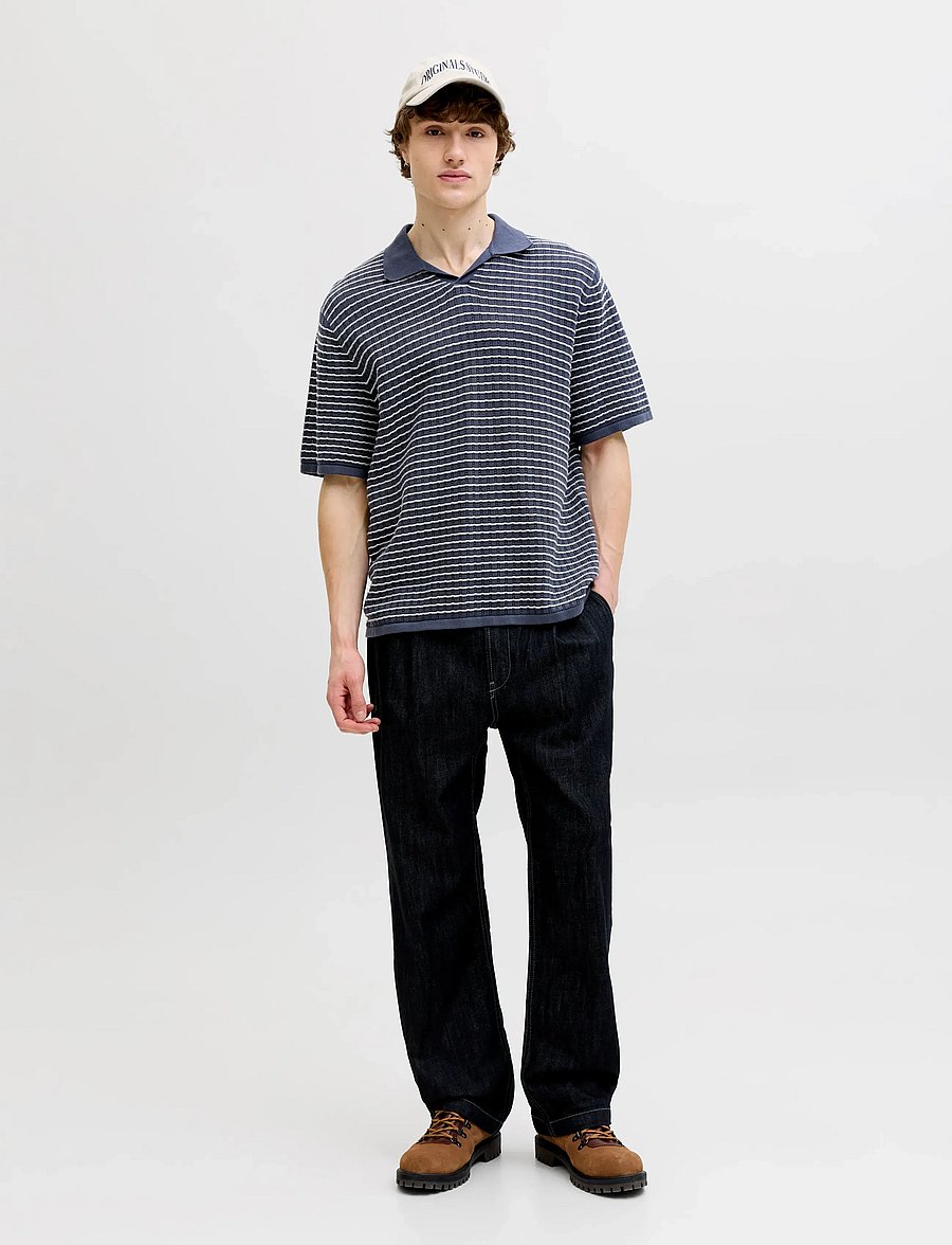 Jack & Jones - JORNANTUCKET KNIT SPLIT NECK POLO SA26 - kootud polosärgid - odyssey gray - 3