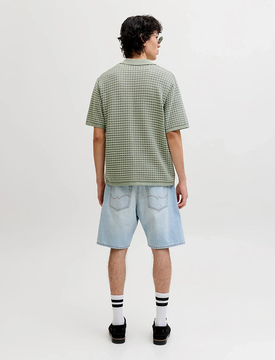 Jack & Jones - JORNANTUCKET KNIT SPLIT NECK POLO SA26 - kootud polosärgid - seagrass - 2