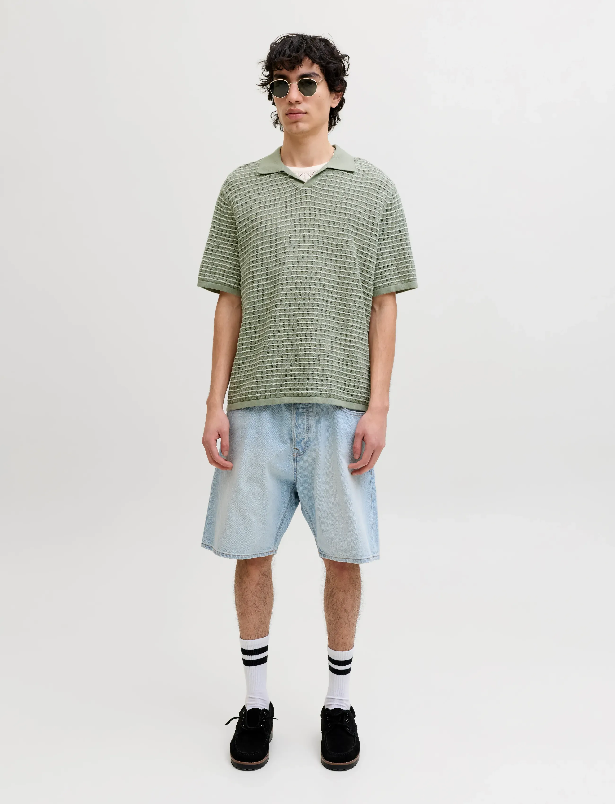 Jack & Jones - JORNANTUCKET KNIT SPLIT NECK POLO SA26 - stickade pikéer - seagrass - 3