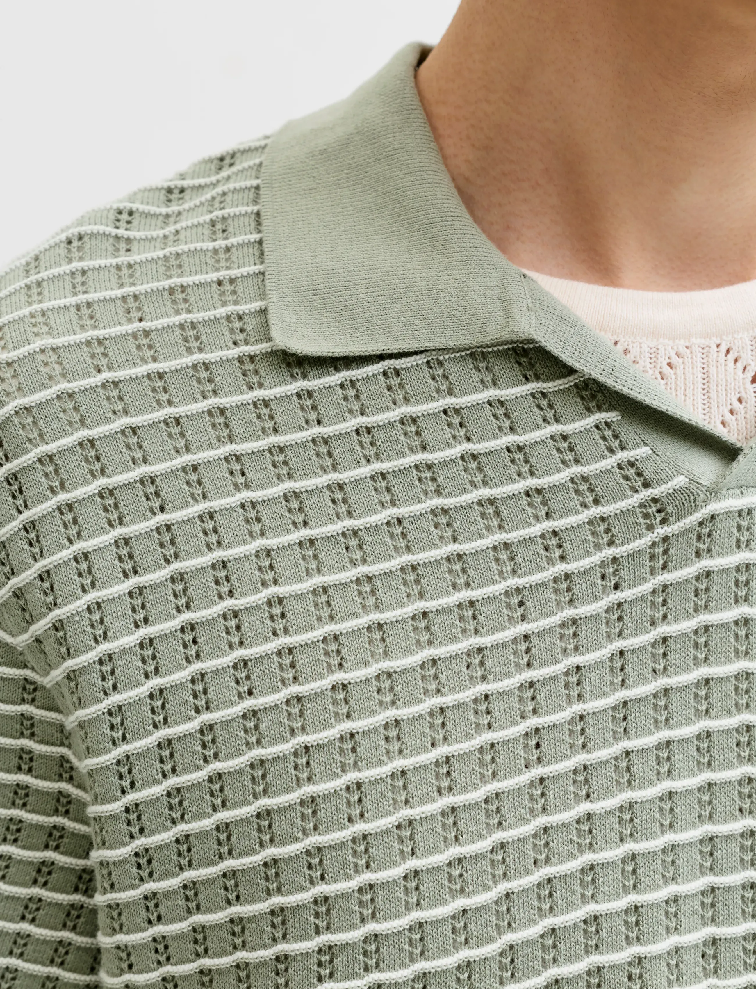 Jack & Jones - JORNANTUCKET KNIT SPLIT NECK POLO SA26 - stickade pikéer - seagrass - 4