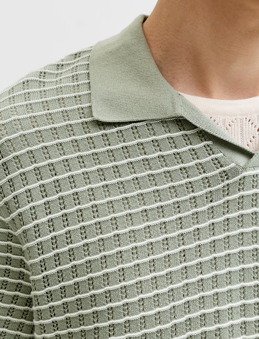 Jack & Jones - JORNANTUCKET KNIT SPLIT NECK POLO SA26 - kootud polosärgid - seagrass - 4