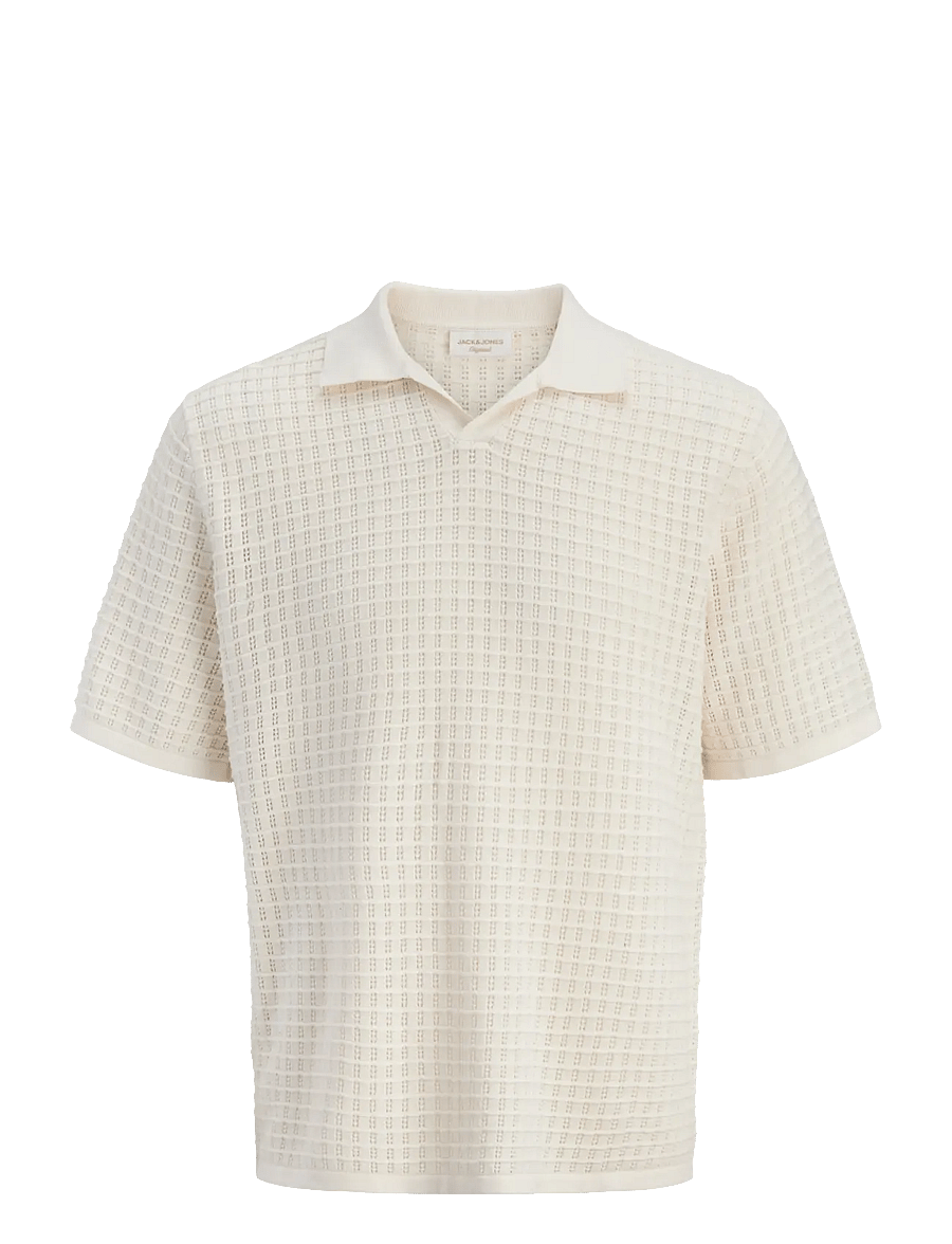 Jack & Jones - JORNANTUCKET KNIT SPLIT NECK POLO SA26 - kootud polosärgid - sea salt - 1