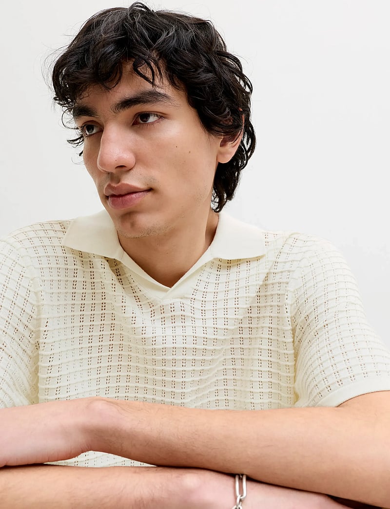 Jack & Jones - JORNANTUCKET KNIT SPLIT NECK POLO SA26 - stickade pikéer - sea salt - 5