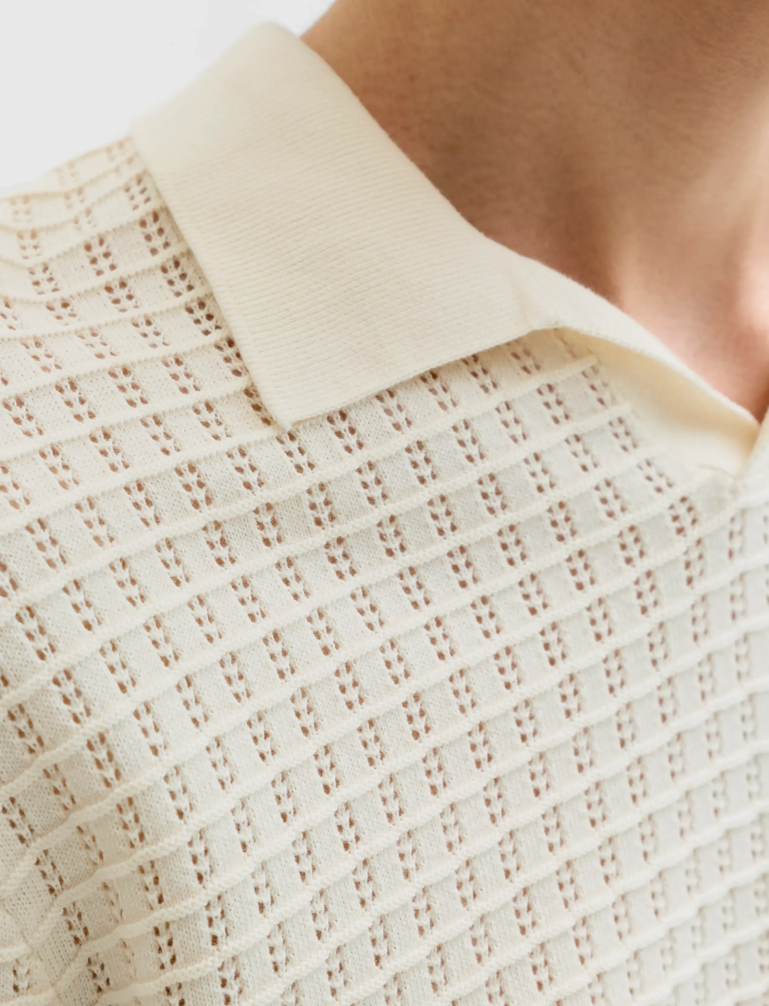 Jack & Jones JORNANTUCKET KNIT SPLIT NECK POLO SA26 - Kudumid - SEA SALT / cream