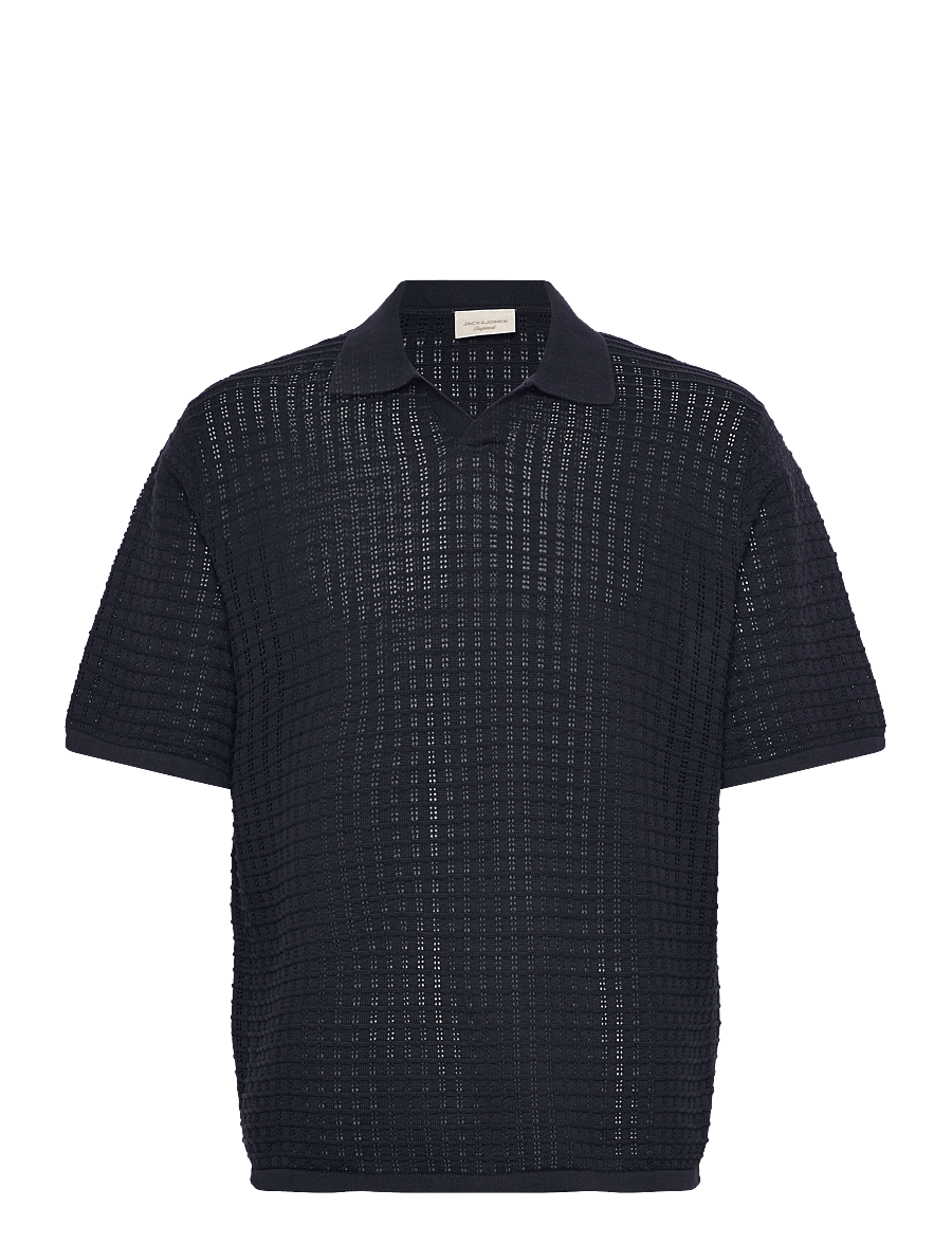 Jack & Jones - JORNANTUCKET KNIT SPLIT NECK POLO SA26 - kootud polosärgid - sky captain - 0