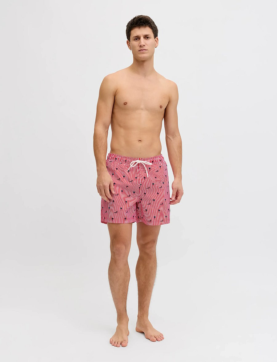 Jack & Jones - JPSTMAUI BREEZE MINI STRIPE SWIM SRT SN - badehose - true red - 4