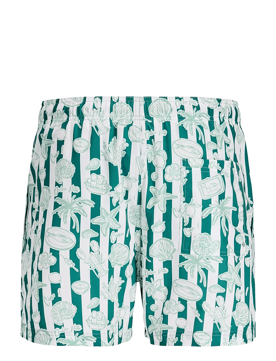 Jack & Jones - JPSTMAUI VIBES NOVELTY AOP SWIM SHORT SN - badehose - granite green - 2
