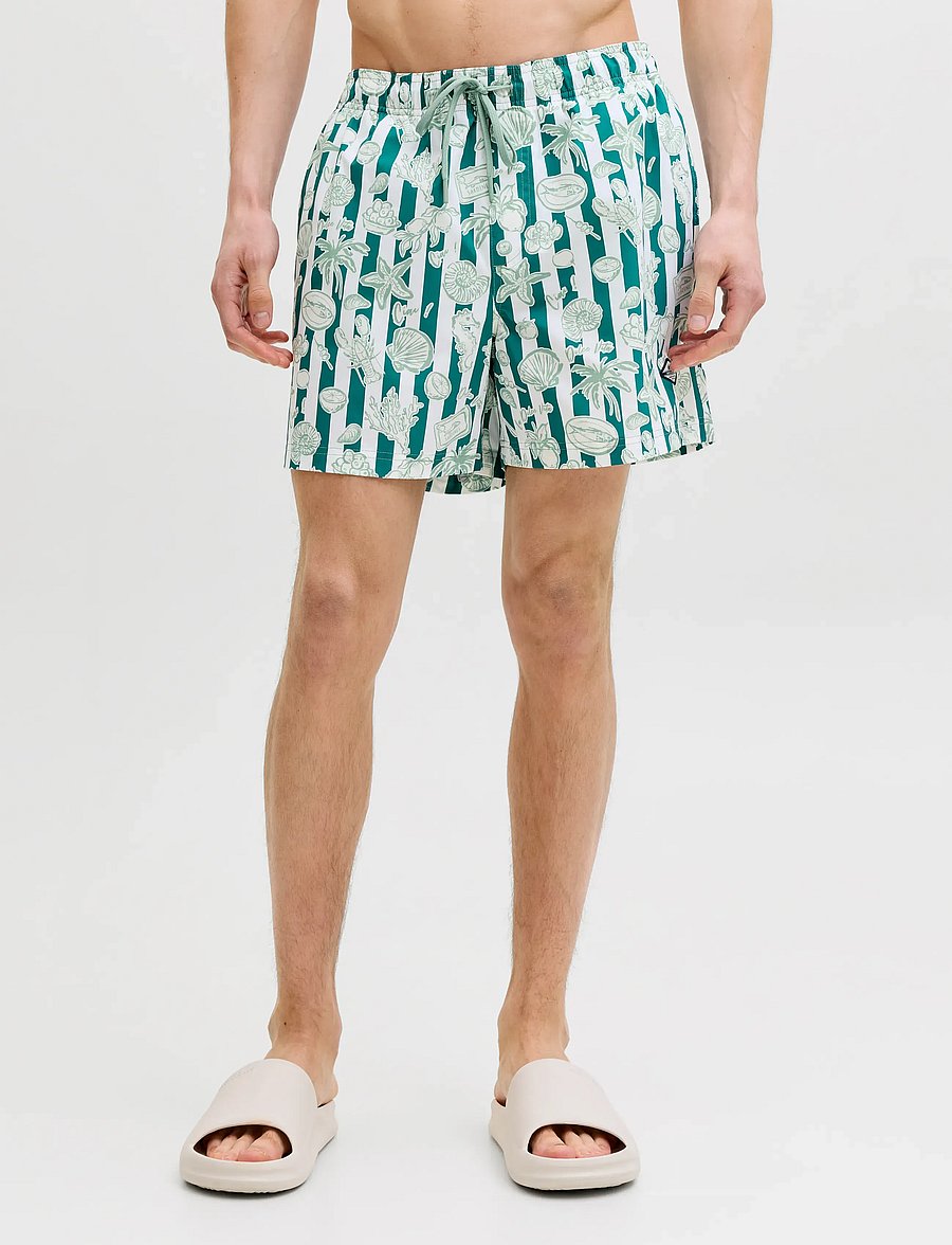 Jack & Jones - JPSTMAUI VIBES NOVELTY AOP SWIM SHORT SN - badehose - granite green - 0