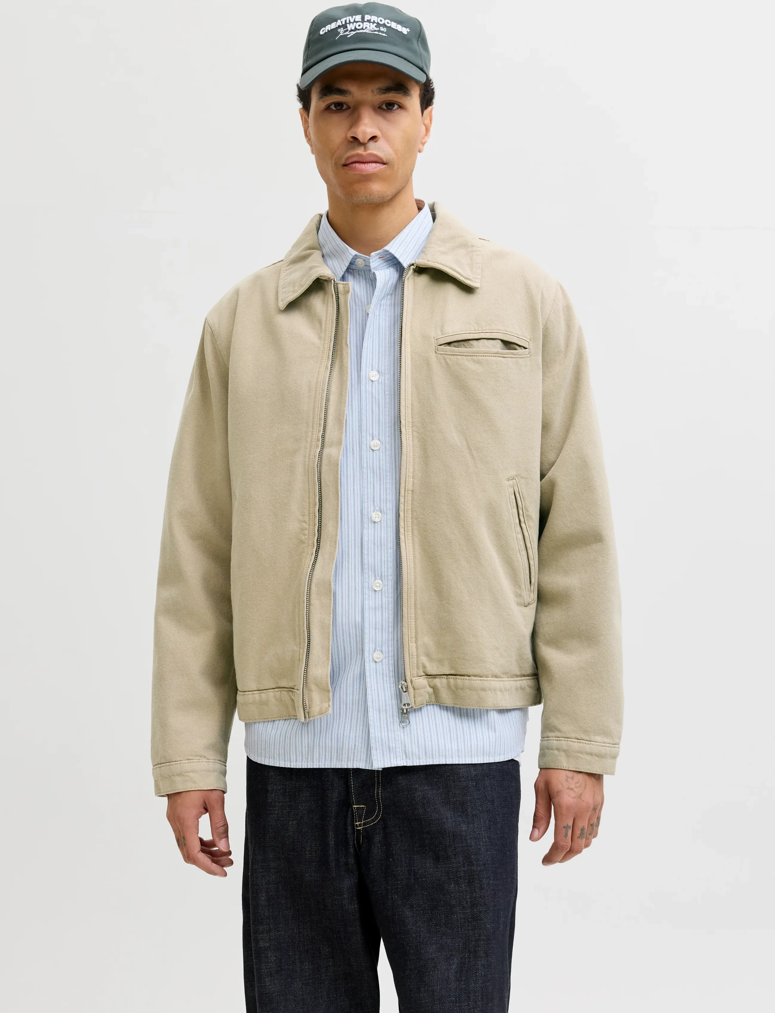 Jack & Jones Jornantucket Worker Jacket, Mænd, Arbejds Jakke, Beige, Str: XXL