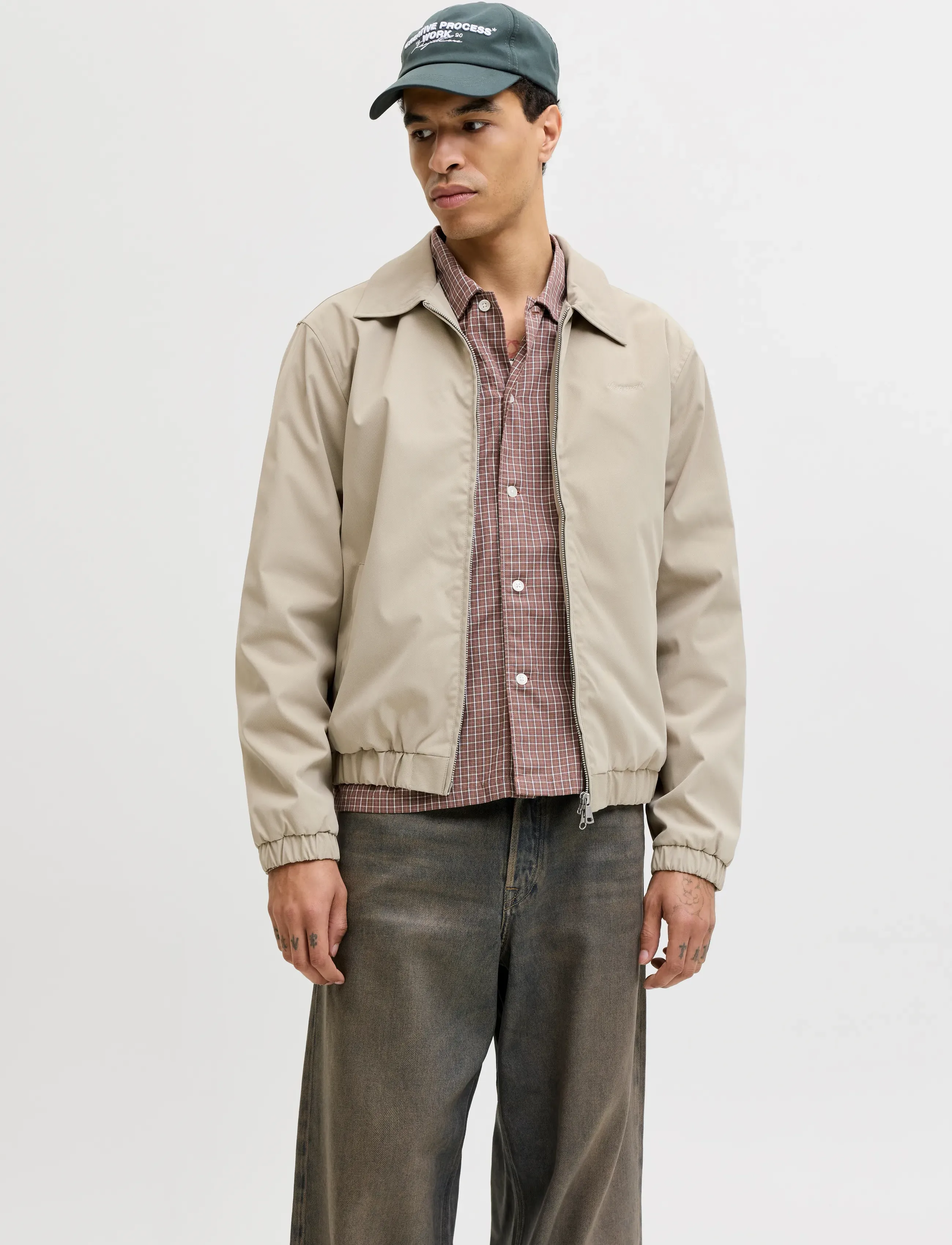 Jack & Jones Jorcatskills Harrington Jacket Sn, S, Jackets, Beige - Light Männerswear