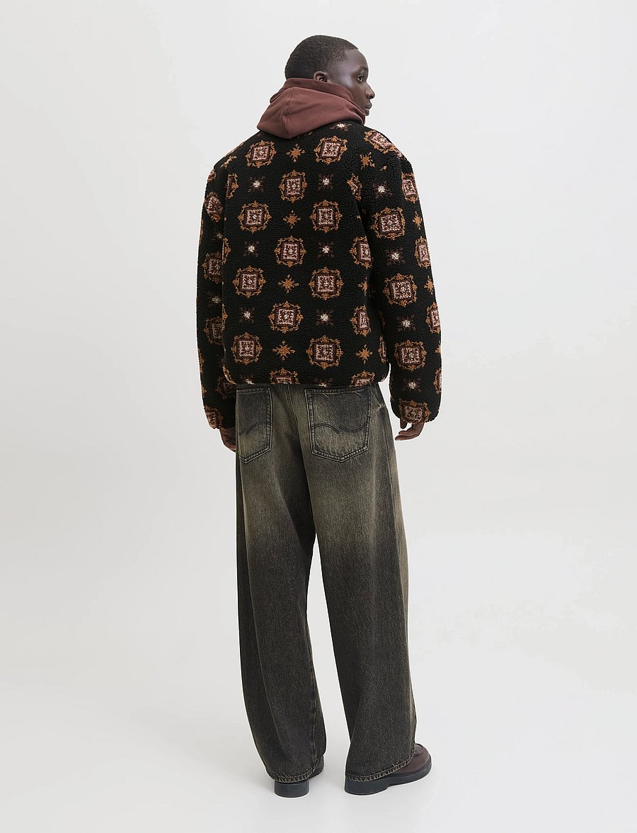 Jack & Jones - JORNORREBRO TEDDY AOP JACKET - plīša džemperi - black - 3