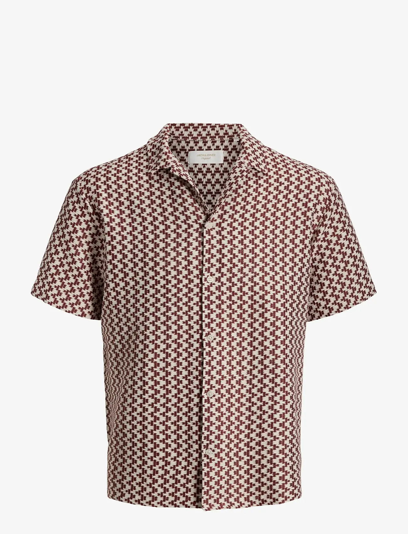 Jack & Jones - JORMONTAUK CROCHET SHIRT SS SA26 LN - mønstrede skjorter - cabernet - 1