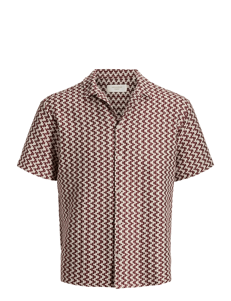 Jack & Jones - JORMONTAUK CROCHET SHIRT SS SA26 LN - chemises à motifs - cabernet - 1