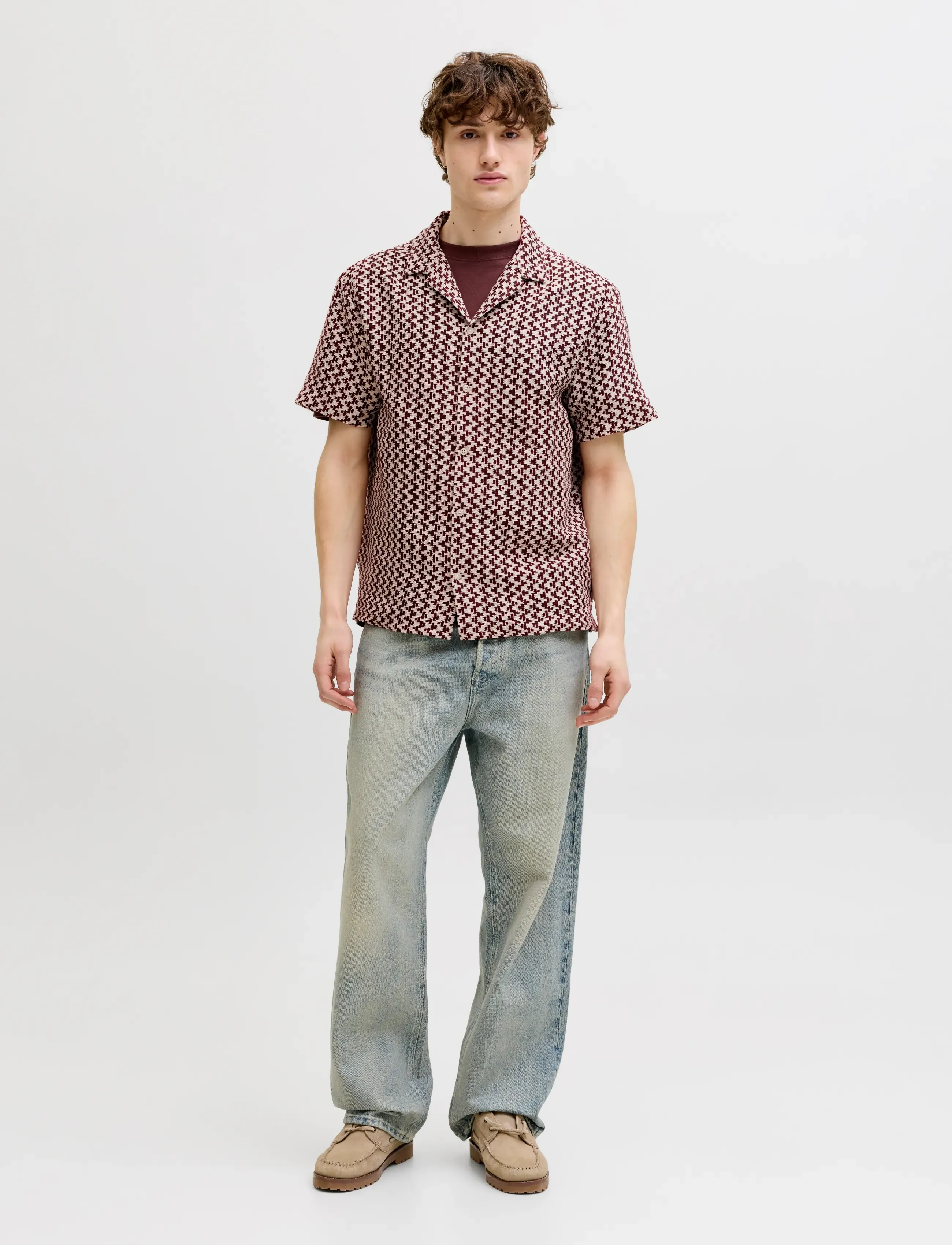 Jack & Jones - JORMONTAUK CROCHET SHIRT SS SA26 LN - chemises à motifs - cabernet - 3