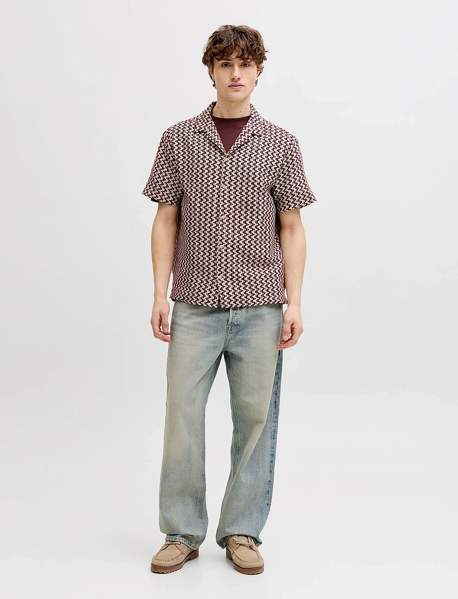 Jack & Jones - JORMONTAUK CROCHET SHIRT SS SA26 LN - chemises à motifs - cabernet - 3