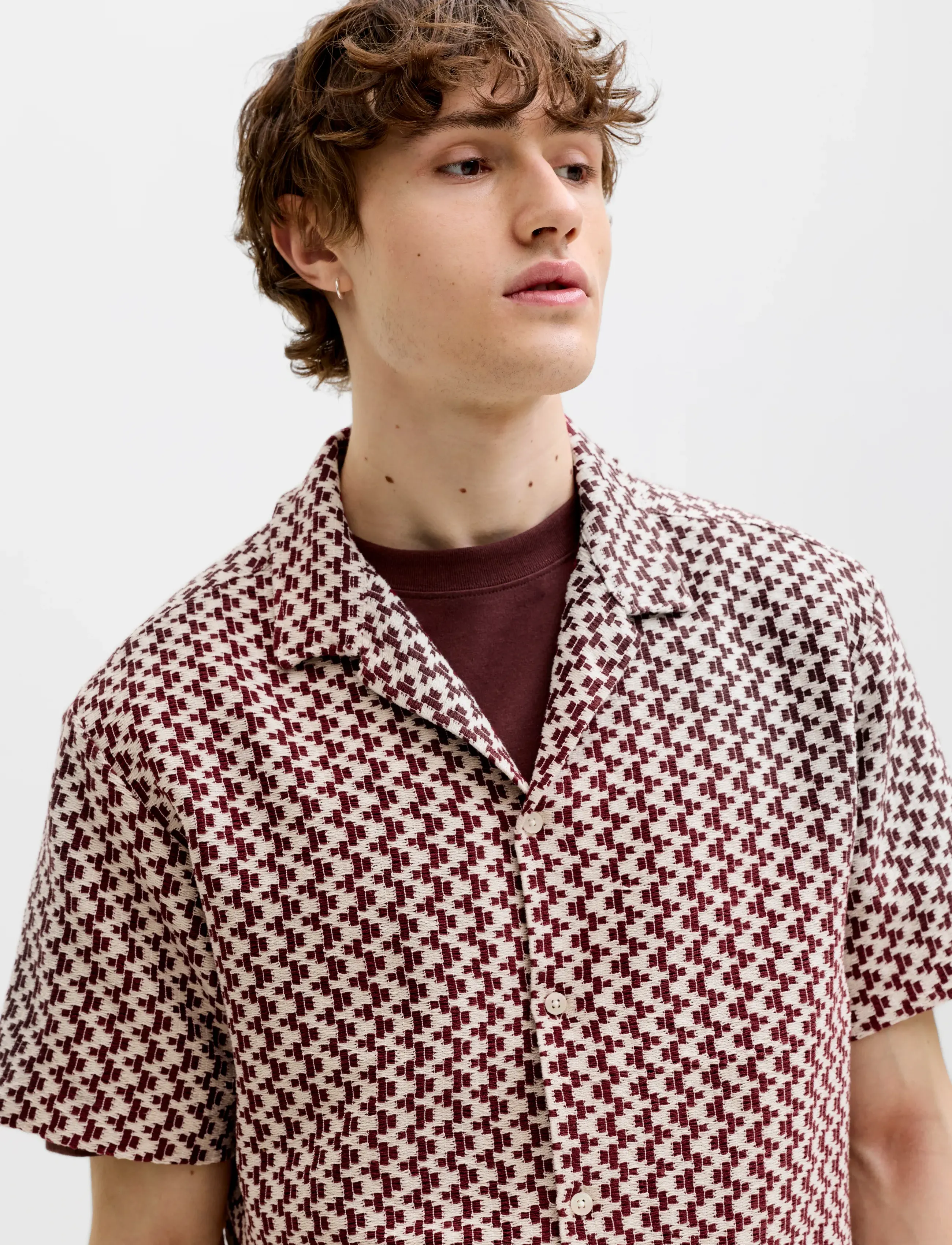 Jack & Jones - JORMONTAUK CROCHET SHIRT SS SA26 LN - chemises à motifs - cabernet - 5