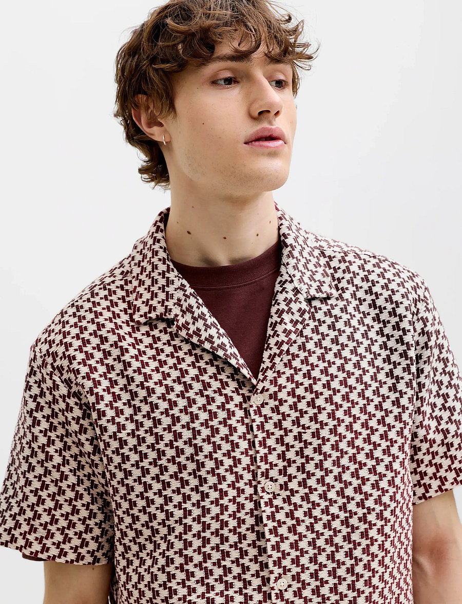 Jack & Jones - JORMONTAUK CROCHET SHIRT SS SA26 LN - chemises à motifs - cabernet - 5