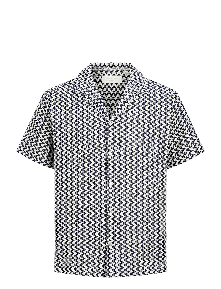 Jack & Jones - JORMONTAUK CROCHET SHIRT SS SA26 LN - pattern shirts - sky captain - 1