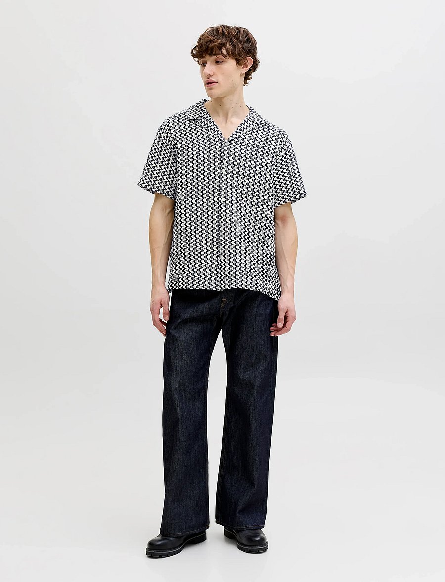 Jack & Jones - JORMONTAUK CROCHET SHIRT SS SA26 LN - pattern shirts - sky captain - 3