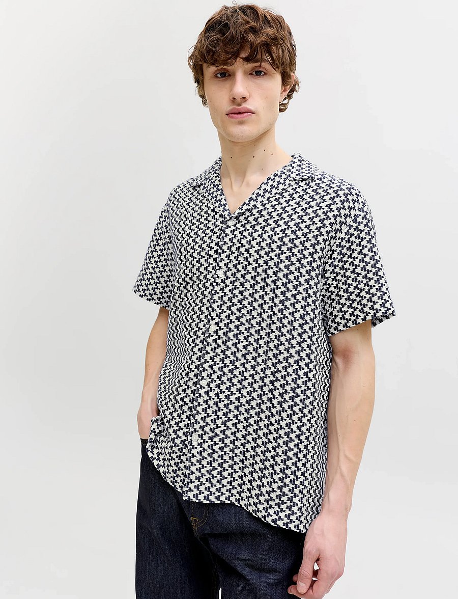 Jack & Jones - JORMONTAUK CROCHET SHIRT SS SA26 LN - pattern shirts - sky captain - 5