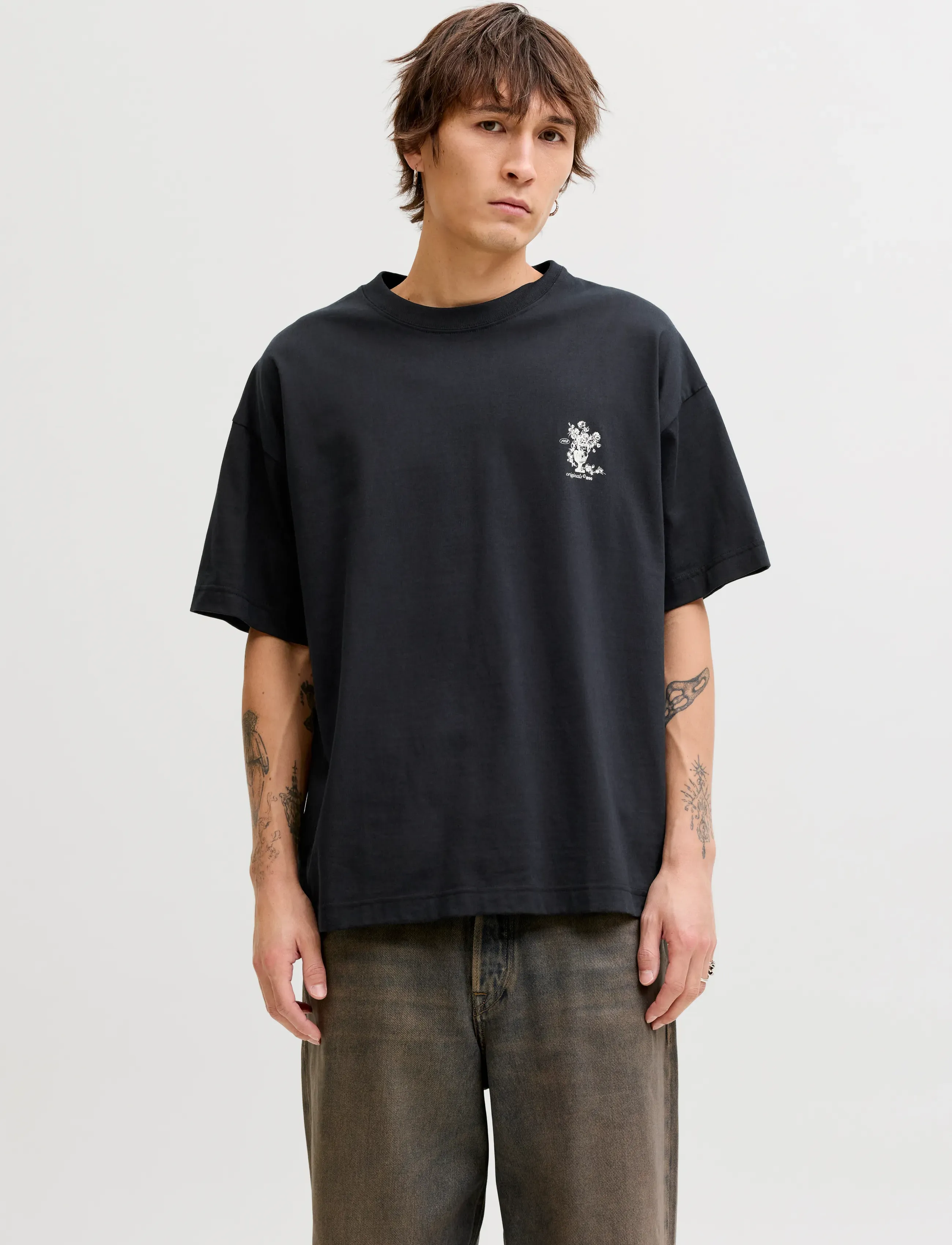 Jack & Jones Jormaine Back Tee Ss Crew Neck Sn, S, Black, T-Shirts > Kortærmede, Herre
