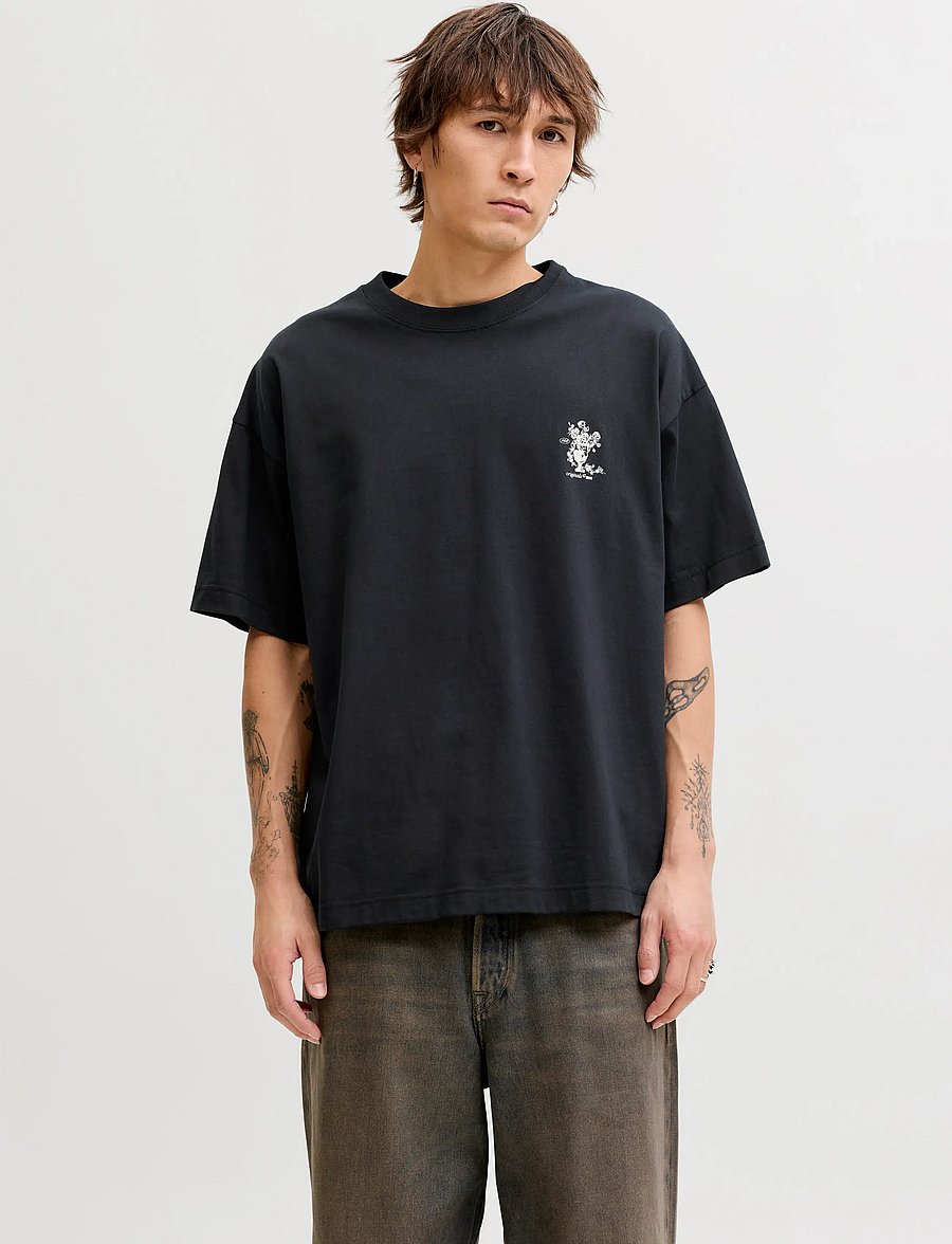 Jack & Jones - JORMAINE BACK TEE SS CREW NECK SN - stutterma bolir - black - 0