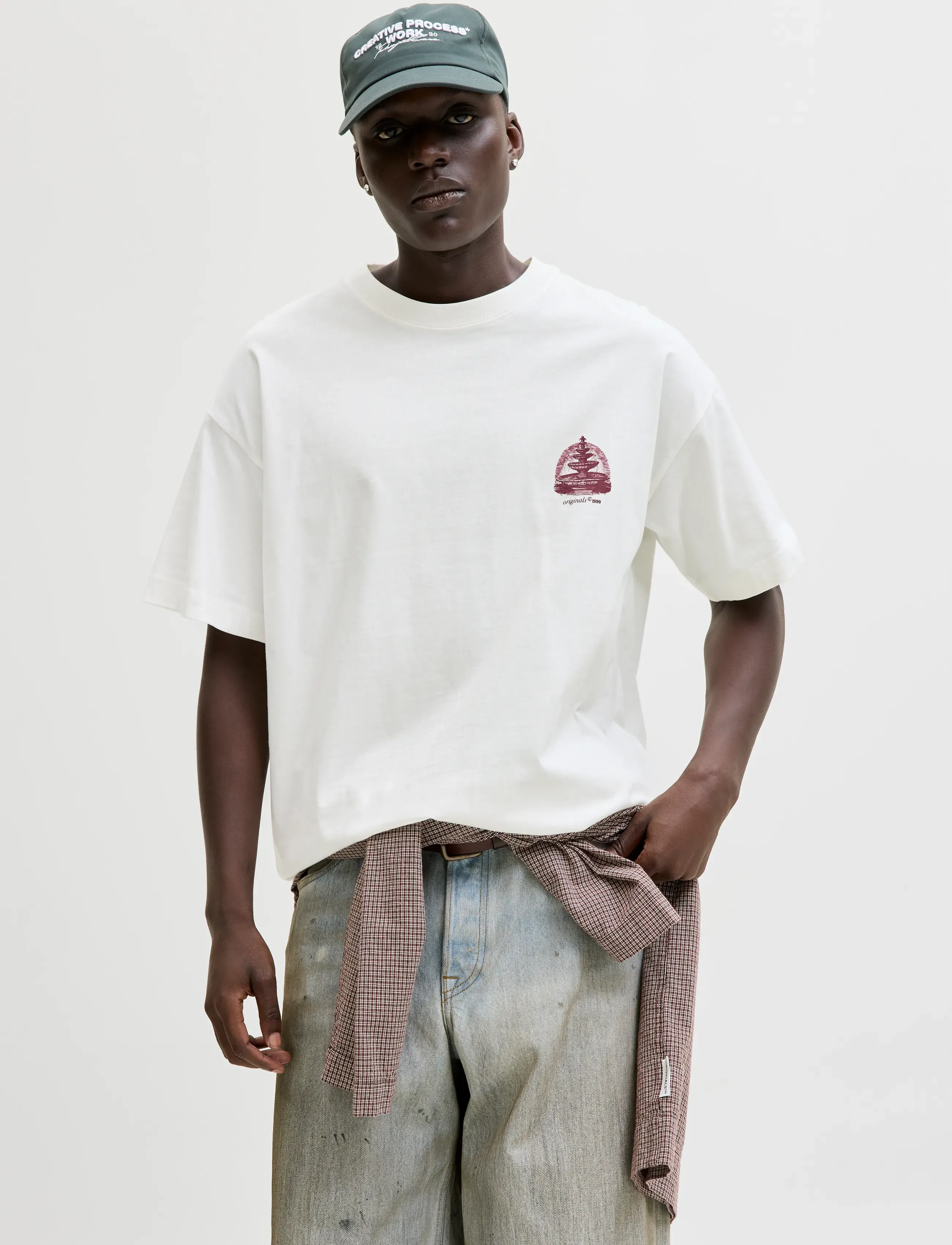 Jack & Jones Jormaine Back Tee Ss Crew Neck Sn, S, White, T-Shirts > Kortærmede, Herre