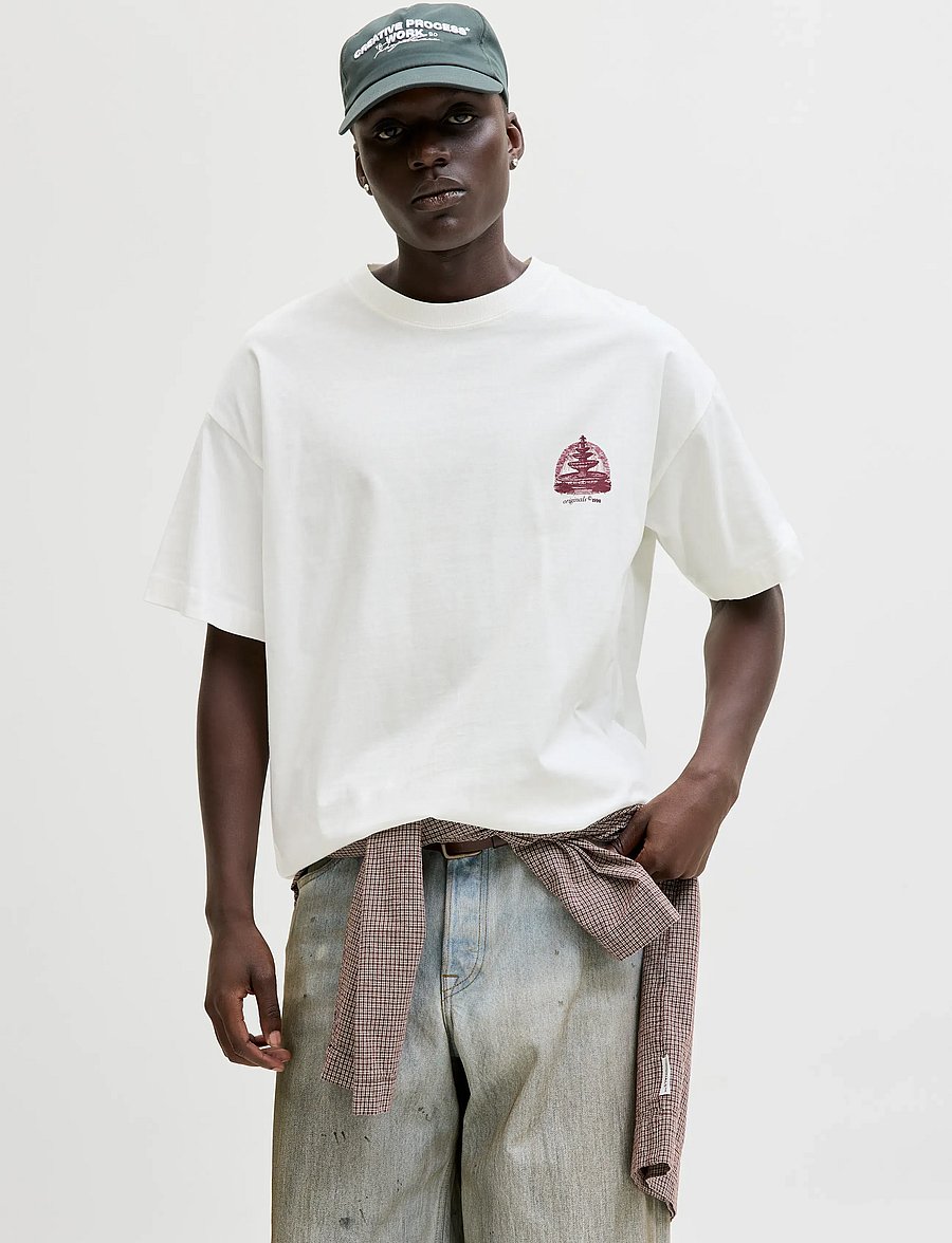 Jack & Jones - JORMAINE BACK TEE SS CREW NECK SN - lühikeste varrukatega t-särgid - cloud dancer - 0