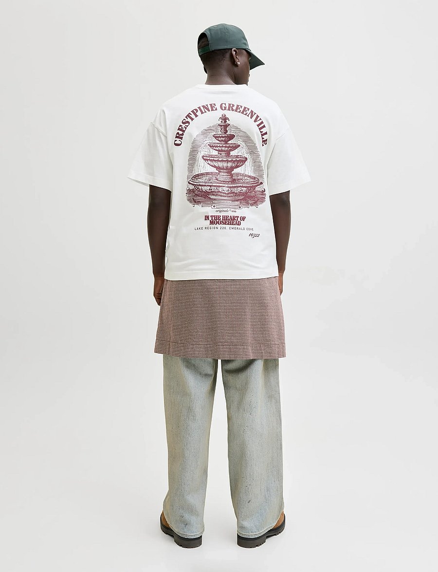 Jack & Jones - JORMAINE BACK TEE SS CREW NECK SN - lühikeste varrukatega t-särgid - cloud dancer - 3