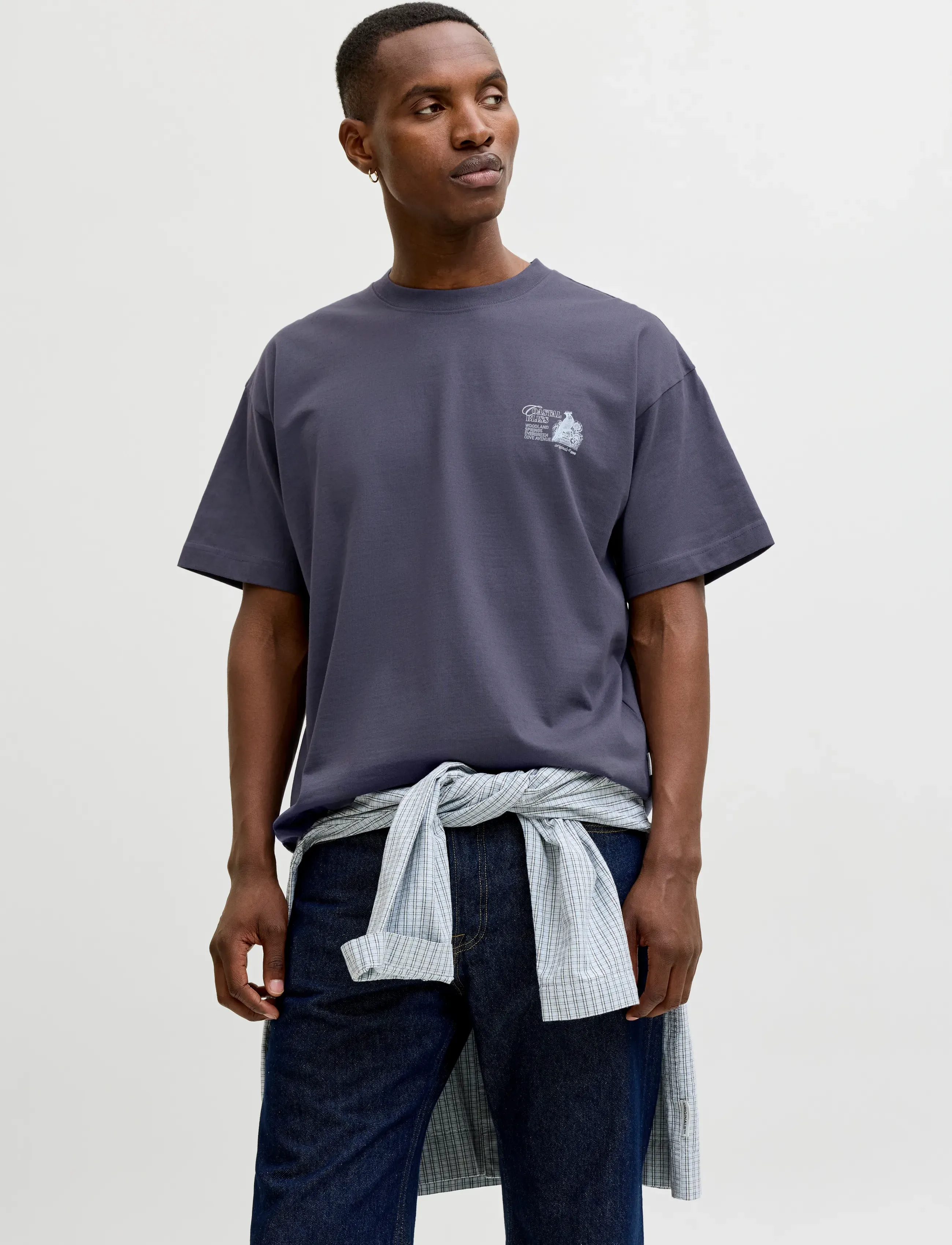Jack & Jones JORMAINE BACK TEE SS CREW NECK SN - Kollektioner - ODYSSEY GRAY / grey