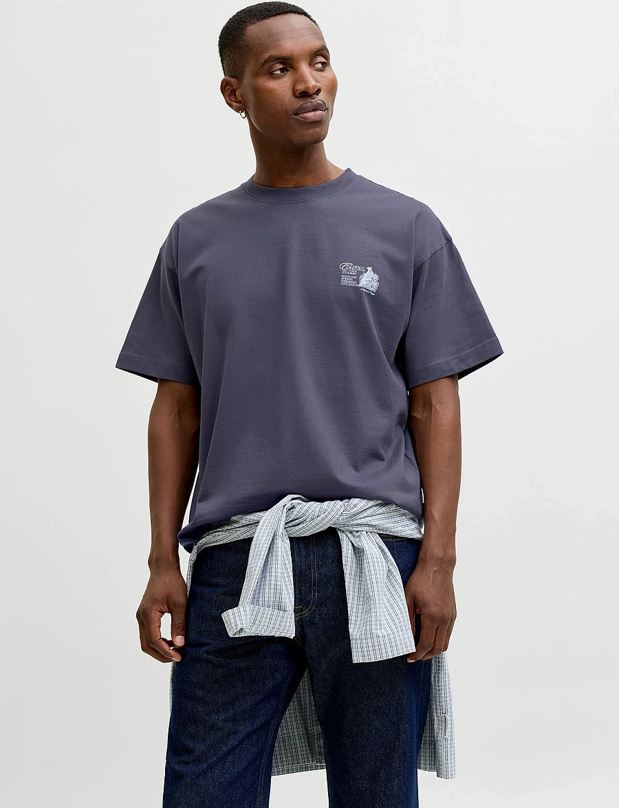 Jack & Jones - JORMAINE BACK TEE SS CREW NECK SN - lühikeste varrukatega t-särgid - odyssey gray - 0