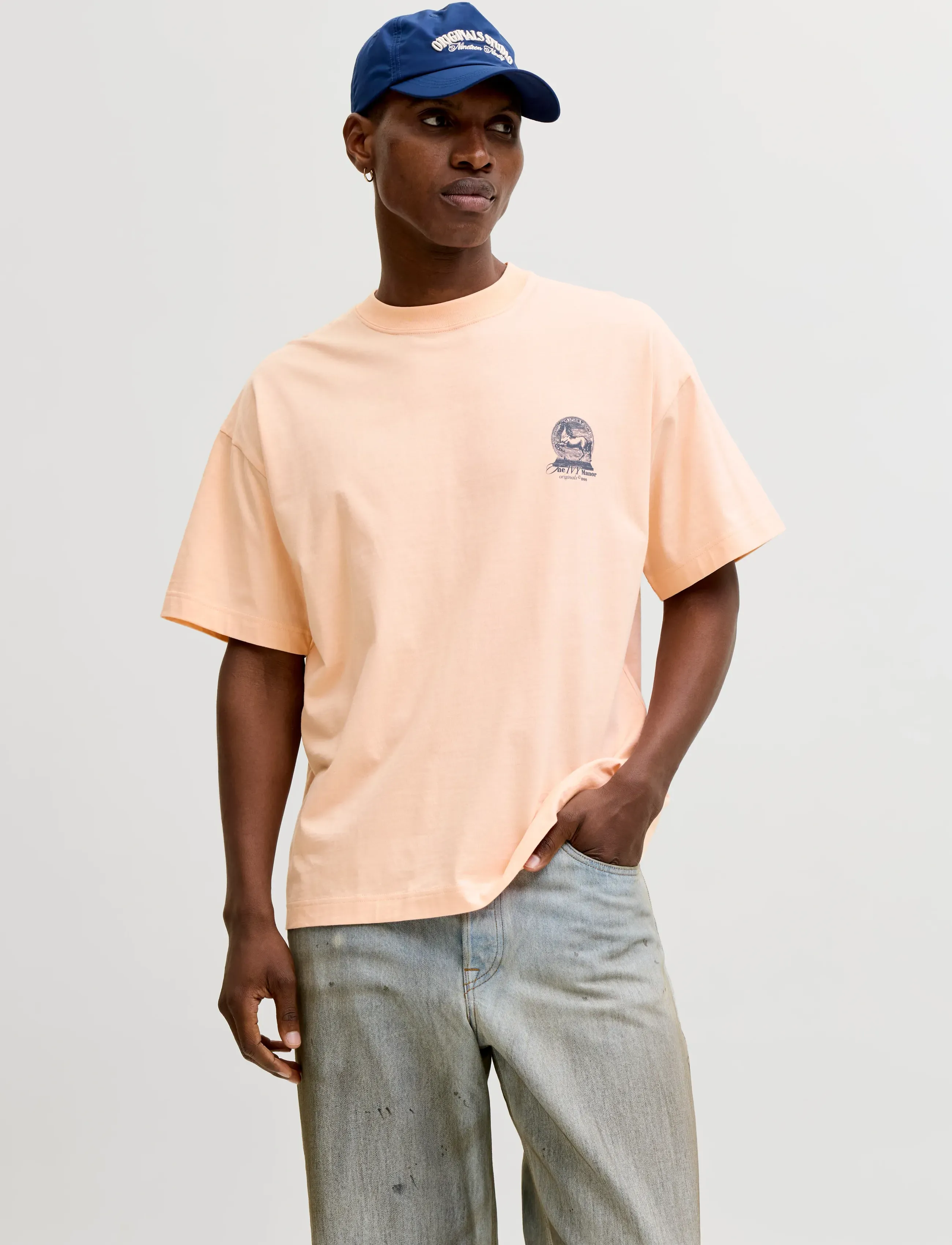 Jack & Jones Jormaine Back Tee Ss Crew Neck Sn, S, Orange, T-Shirts > Kortærmede, Herre