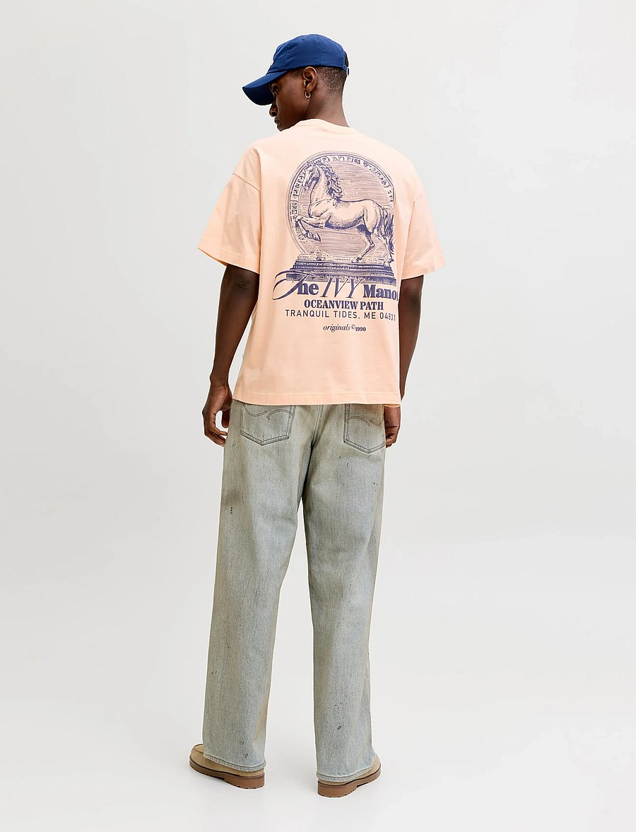 Jack & Jones - JORMAINE BACK TEE SS CREW NECK SN - kortærmede t-shirts - peach melba - 3