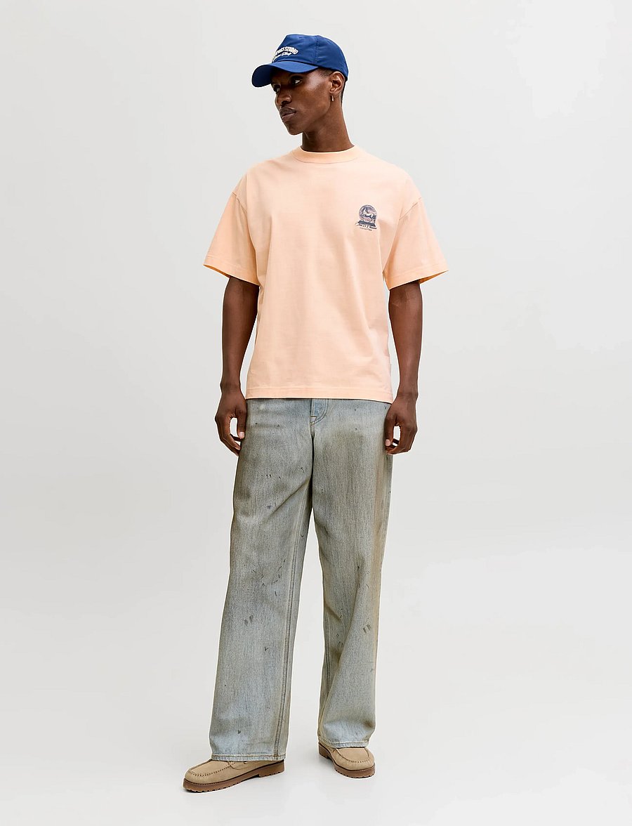 Jack & Jones - JORMAINE BACK TEE SS CREW NECK SN - kortærmede t-shirts - peach melba - 4