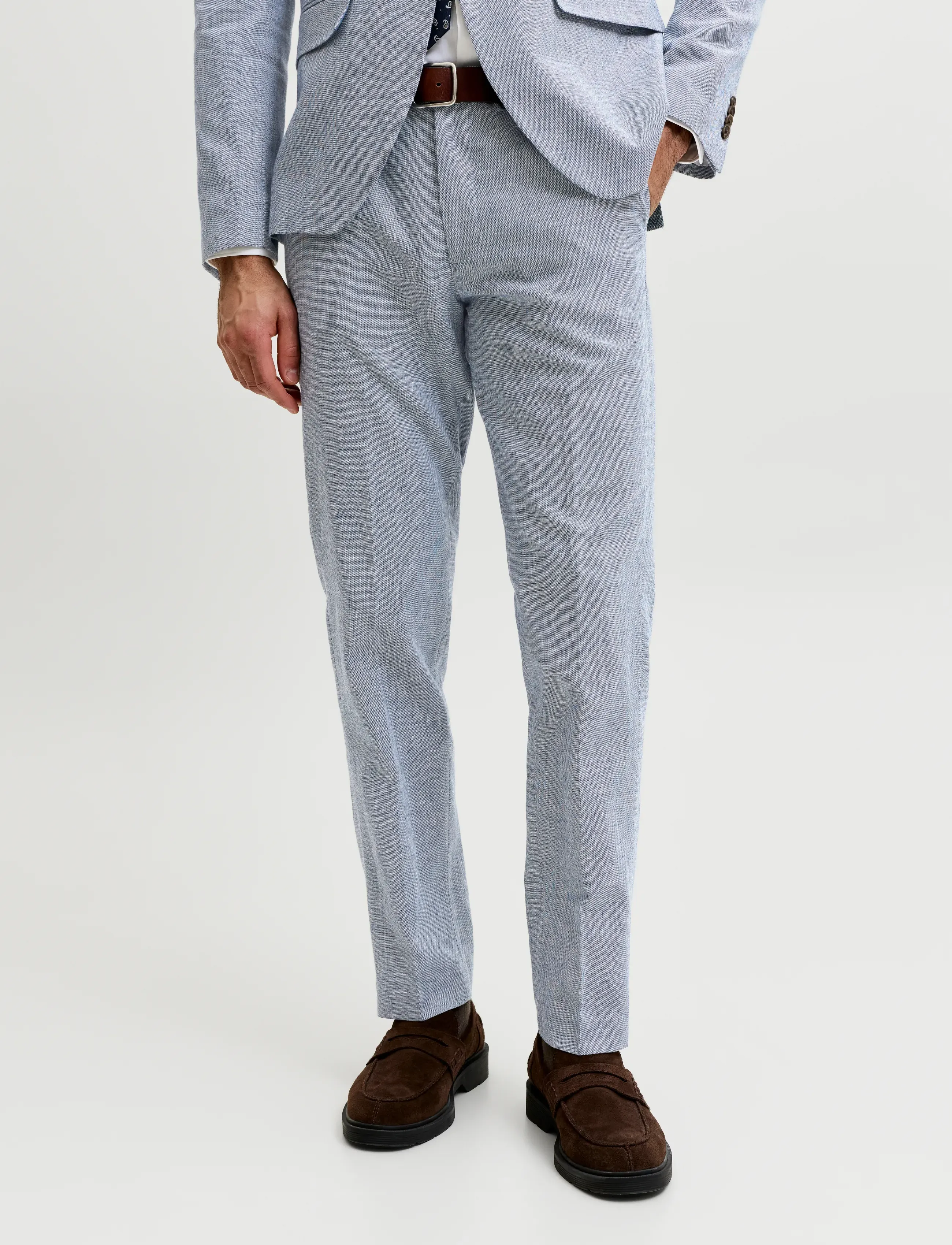 Jack & Jones JPRMARTIN SUMMER TRS LINEN BLEND NO06 SN - Formelle Hosen - FADED DENIM / blue