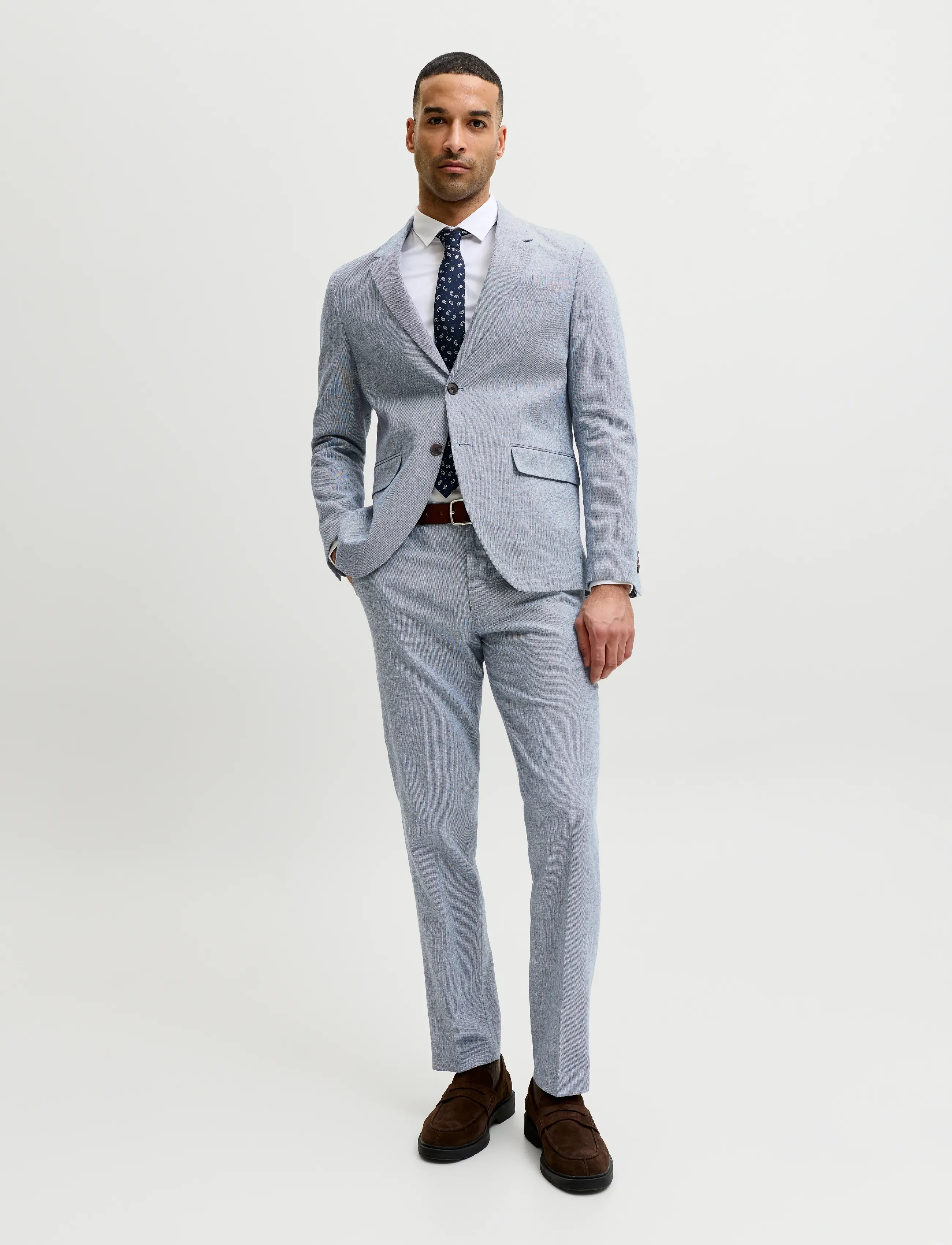 Jack & Jones - JPRMARTIN SUMMER TRS LINEN BLEND NO06 SN - jakkesætbukser i hør - faded denim - 4
